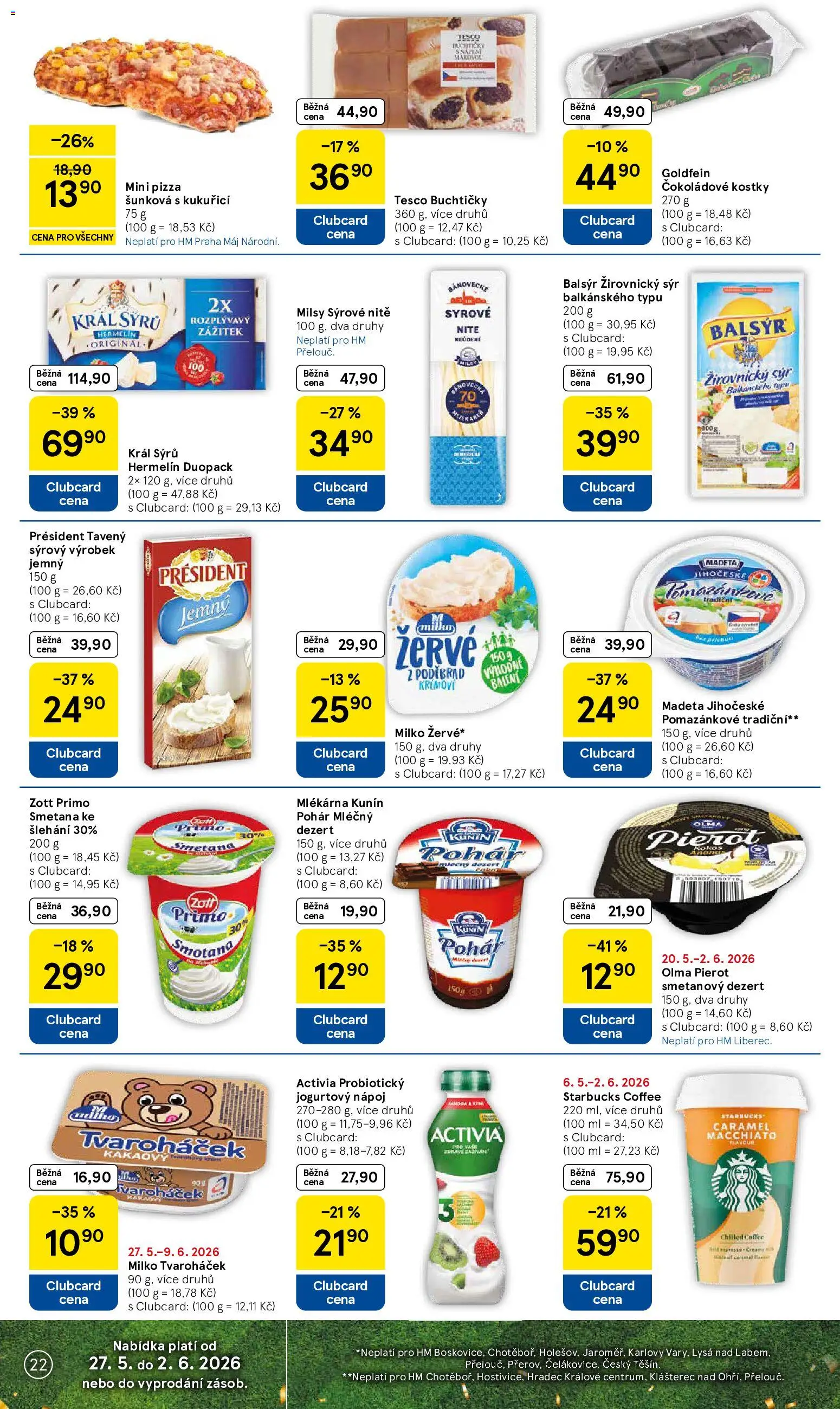 Tesco leták - Hypermarket od 27.05.2026 | Strana: 22 | Produkty: Smetana, Žervé, Cream cheese, Pohár