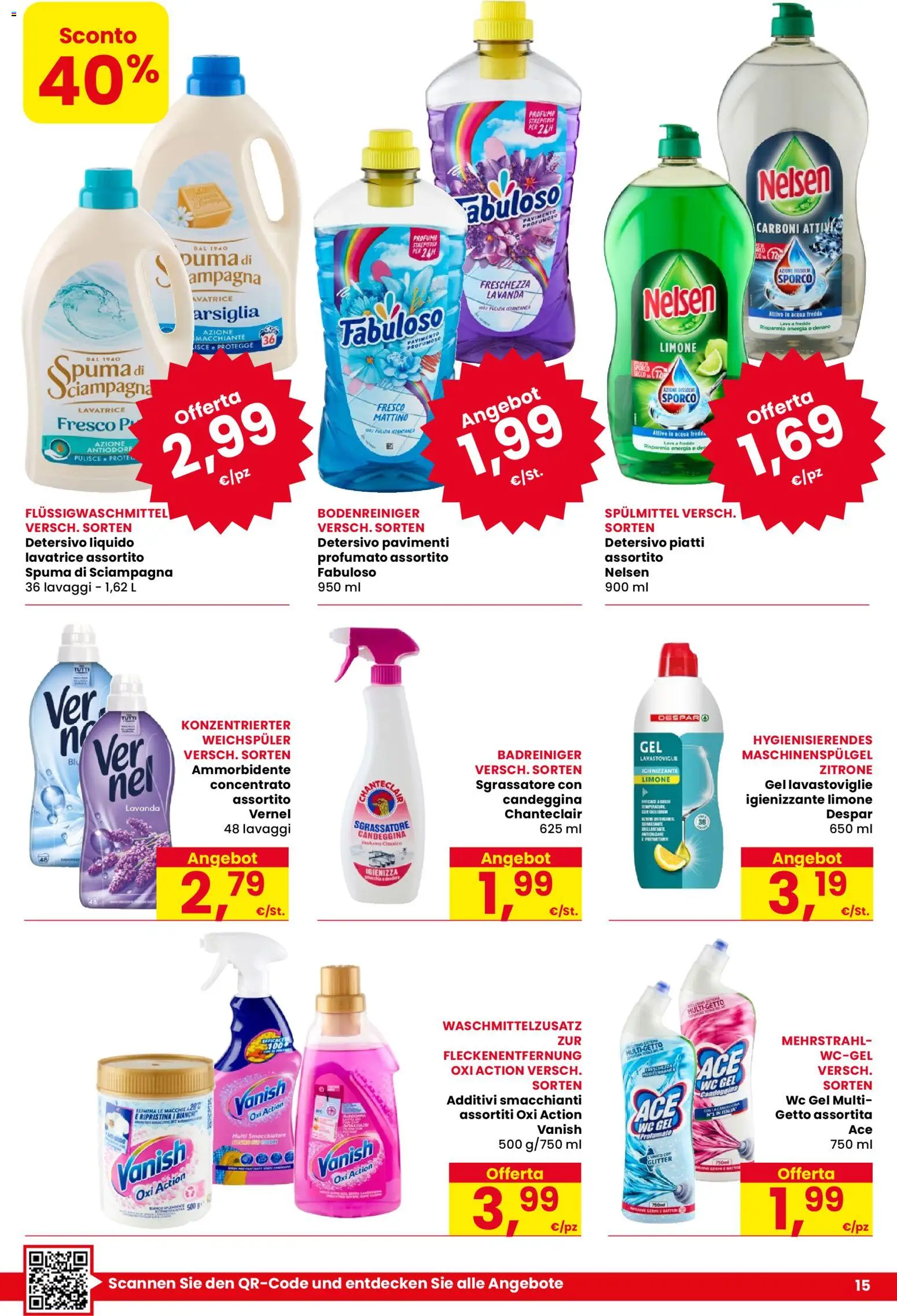 Volantino Despar del 09/07/2026 | Pagina: 15 | Prodotti: Candeggina, Acqua, Lavanda, WC