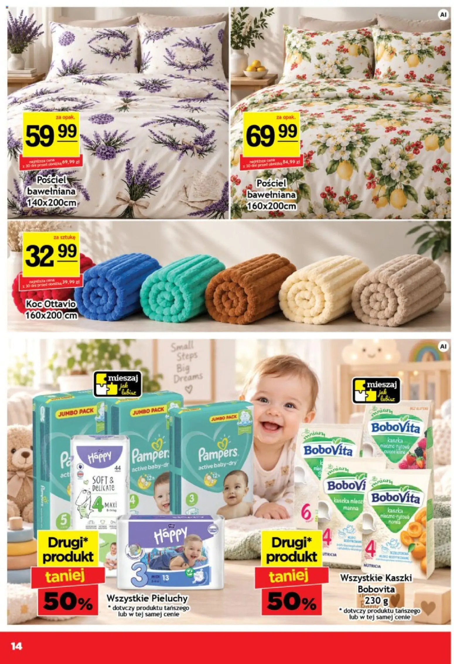 Gram Market gazetka od 16.09.2026 | Strona: 14 | Produkty: Kaczka, Pampers, Koc, Pościel bawełniana