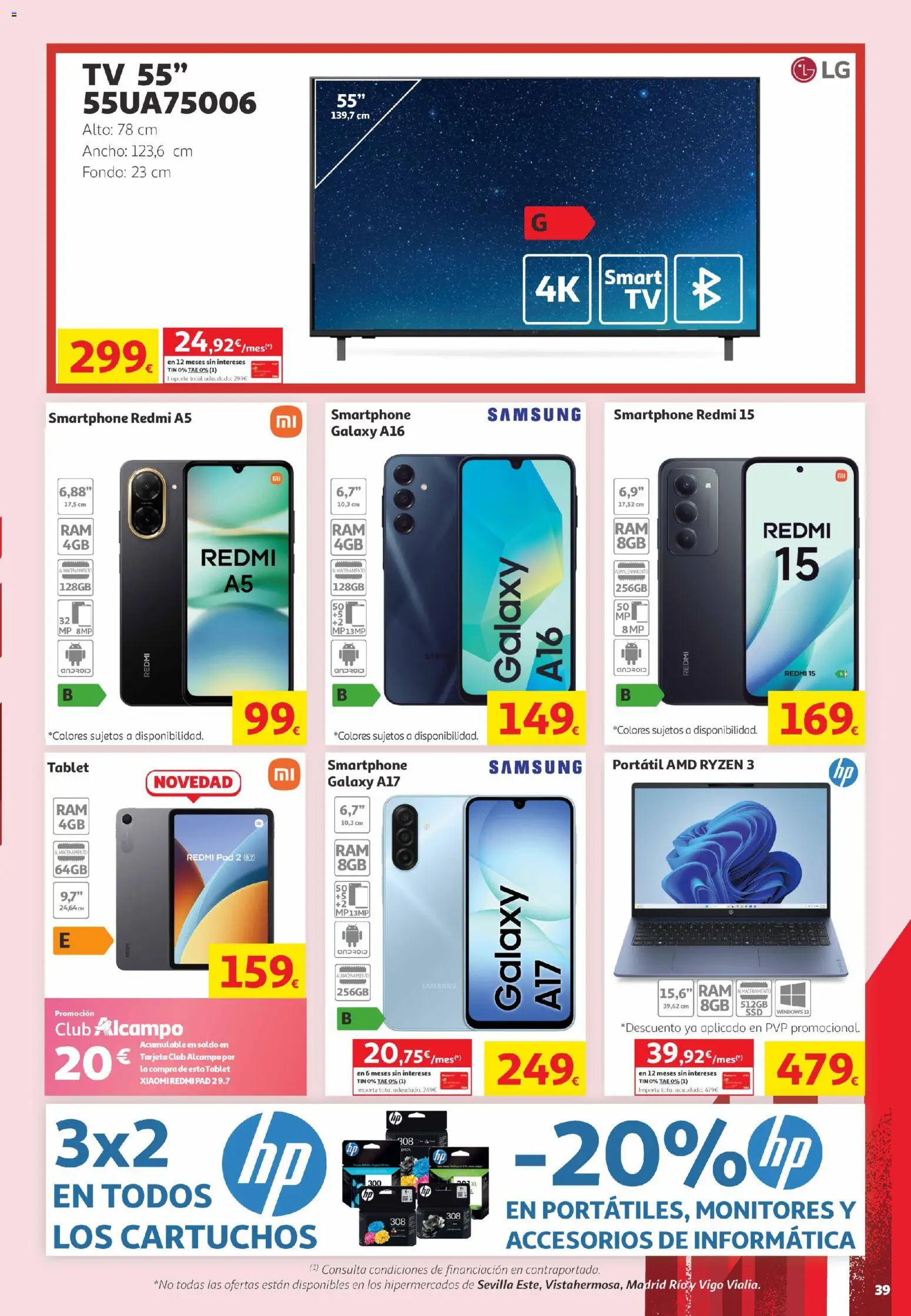 Alcampo Canarias │ válido desde el 02.06.2026 | Página: 39 | Productos: Smartphone Samsung, Smartphone, Tablet