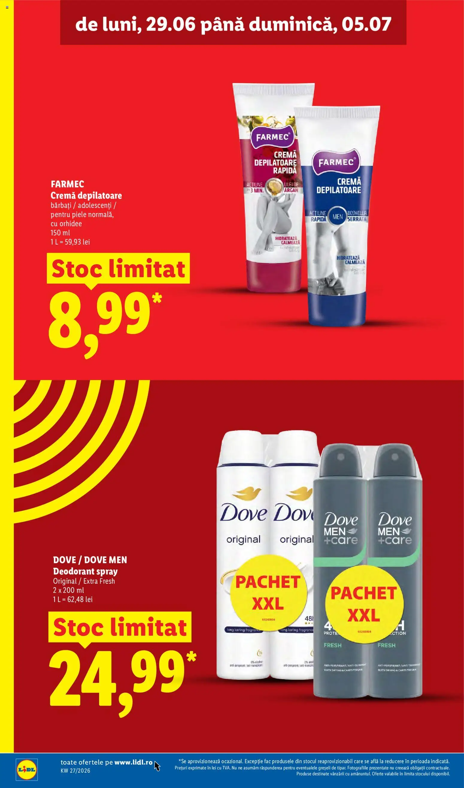 Noul catalog Lidl – valabil de la 29.06.2026 | Pagină: 26 | Produse: Cremă, Deodorant, Antiperspirant, Cremă depilatoare