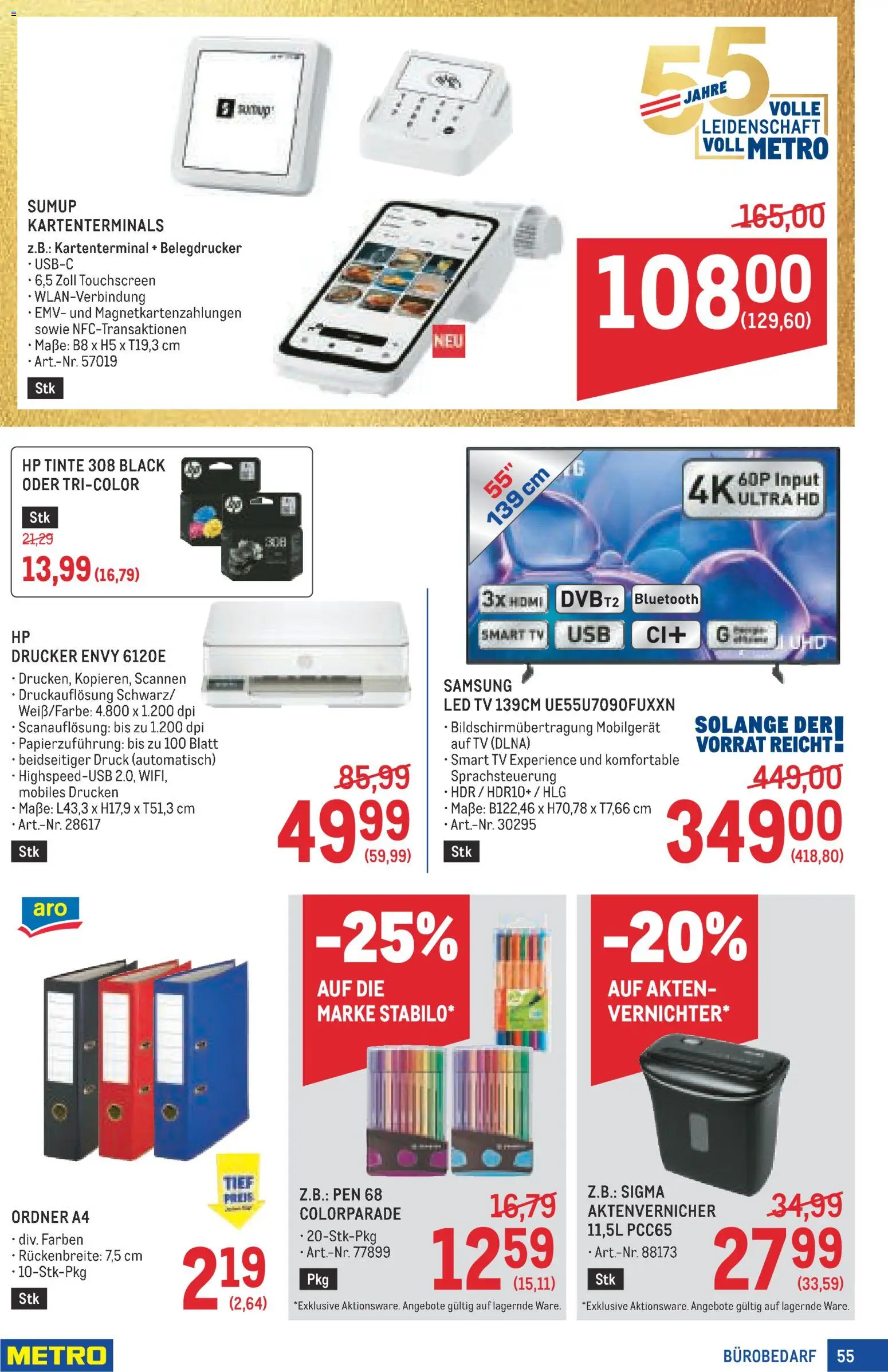 Metro angebote Profi gültig ab 20.08.2026 | Seite: 55 | Produkte: Drucker, TV, Samsung