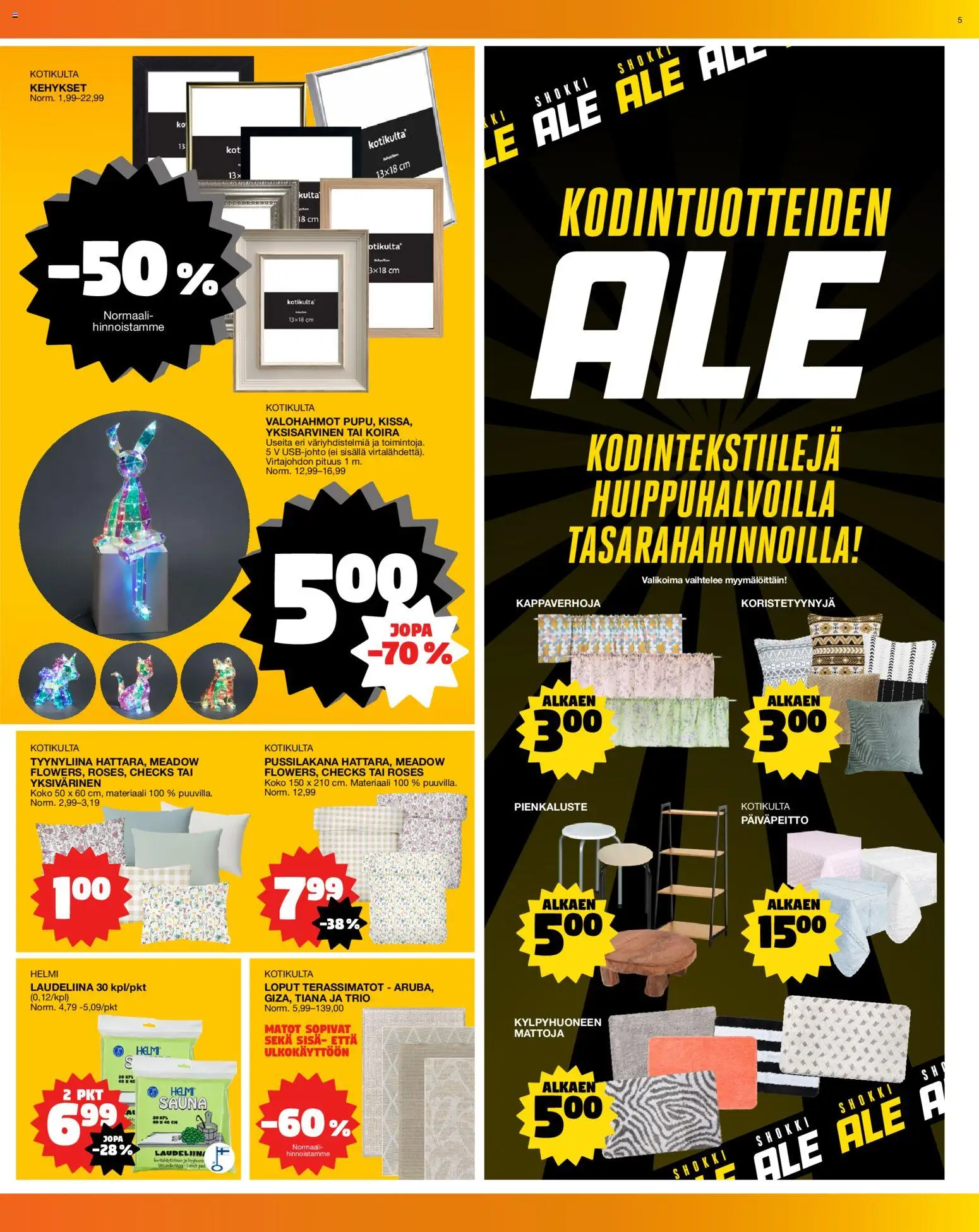 Tokmanni tarjoukset – voimassa 13/07/2026 alkaen | Sivu: 5 | Tuotteet: Matot, Tyynyliina