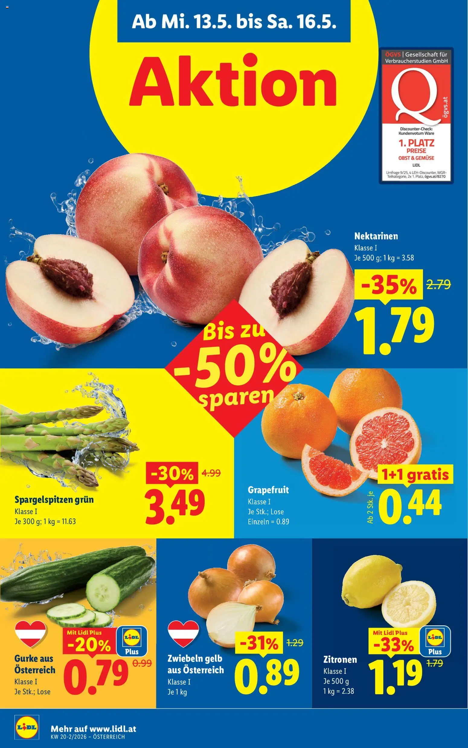 Lidl Flugblatt - Eisenstadt, Ebenfurth, Mattersburg gültig ab 13.05.2026 | Seite: 6 | Produkte: Grapefruit, Zwiebeln, Gemüse, Obst