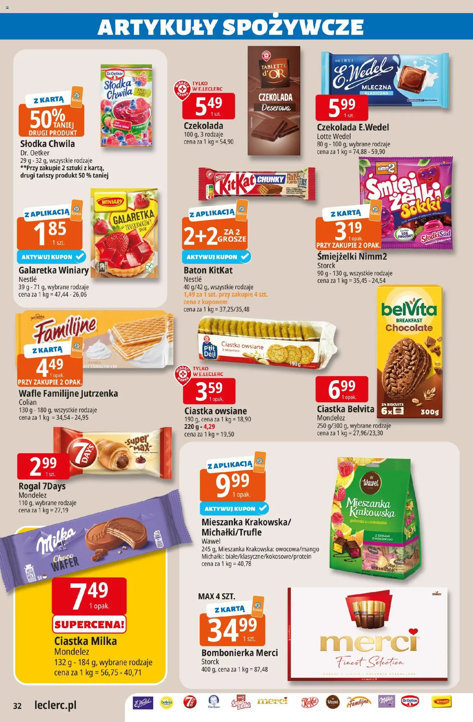 E.Leclerc gazetka - Radom od 10.03.2026 | Strona: 32 | Produkty: Belvita, Galaretka, Wafle, Czekolada