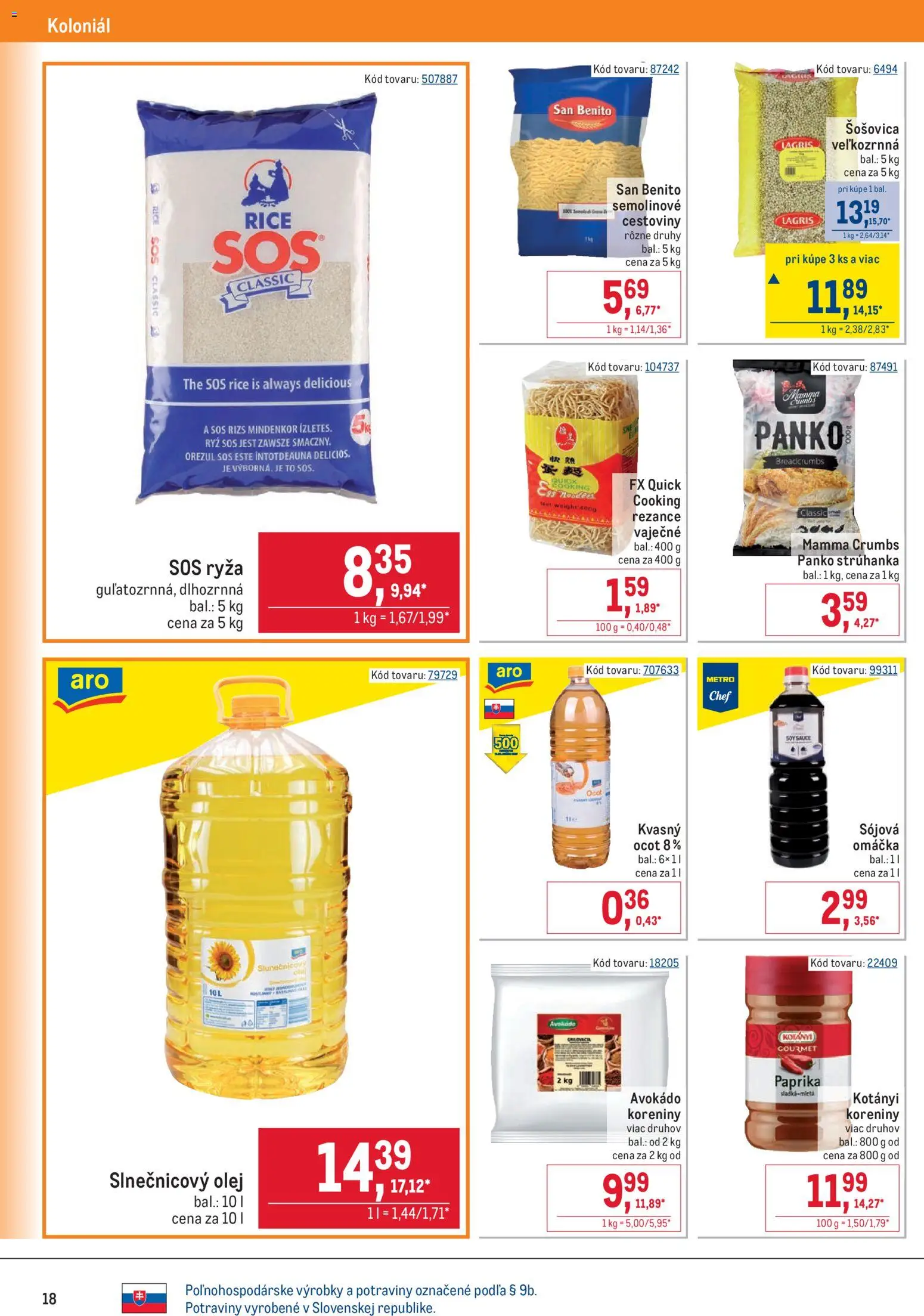Nové Metro akcie – leták je platný od 20.05.2026 | Strana: 18 | Produkty: Paprika, Olej, Ryža, Ocot