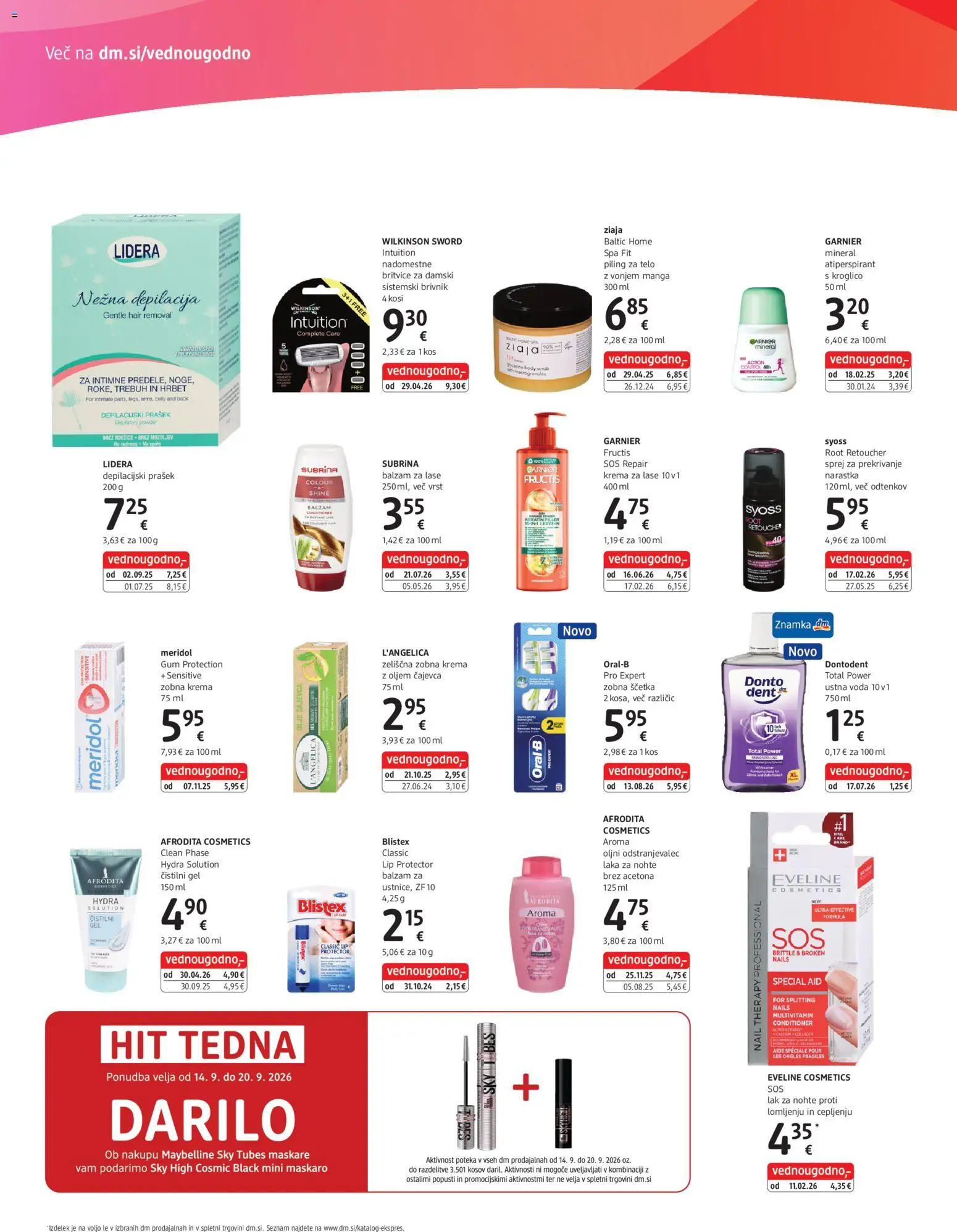 Novi DM Drogerie Markt katalog ponudbe – veljaven od 14.09.2026 | Stran: 2 | Izdelki: Olje, Zobna scetka, Brivnik, Voda
