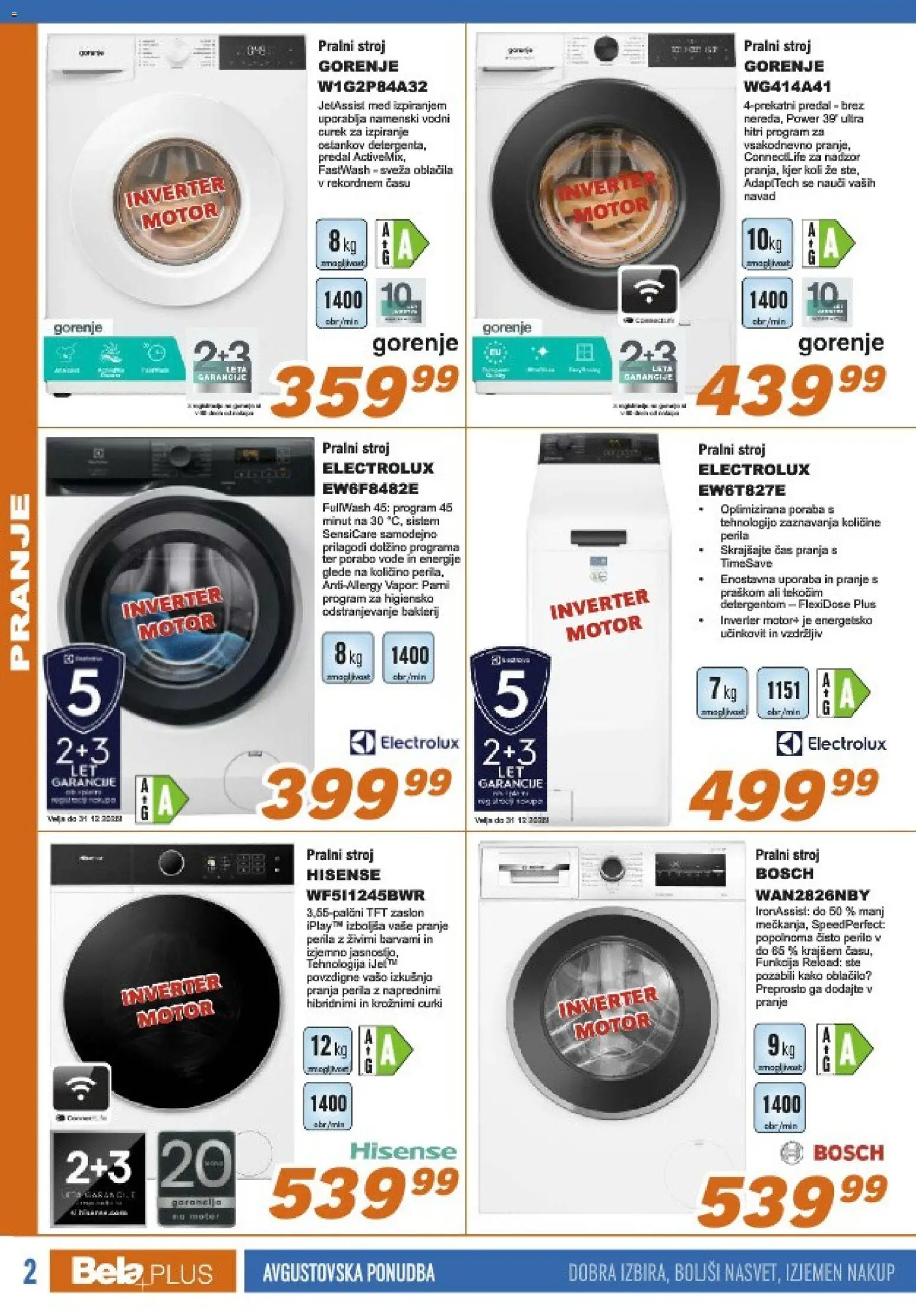 Novi Bela plus katalog ponudbe – veljaven od 19.08.2026 | Stran: 2 | Izdelki: Med, Pralni stroj, Oblacila