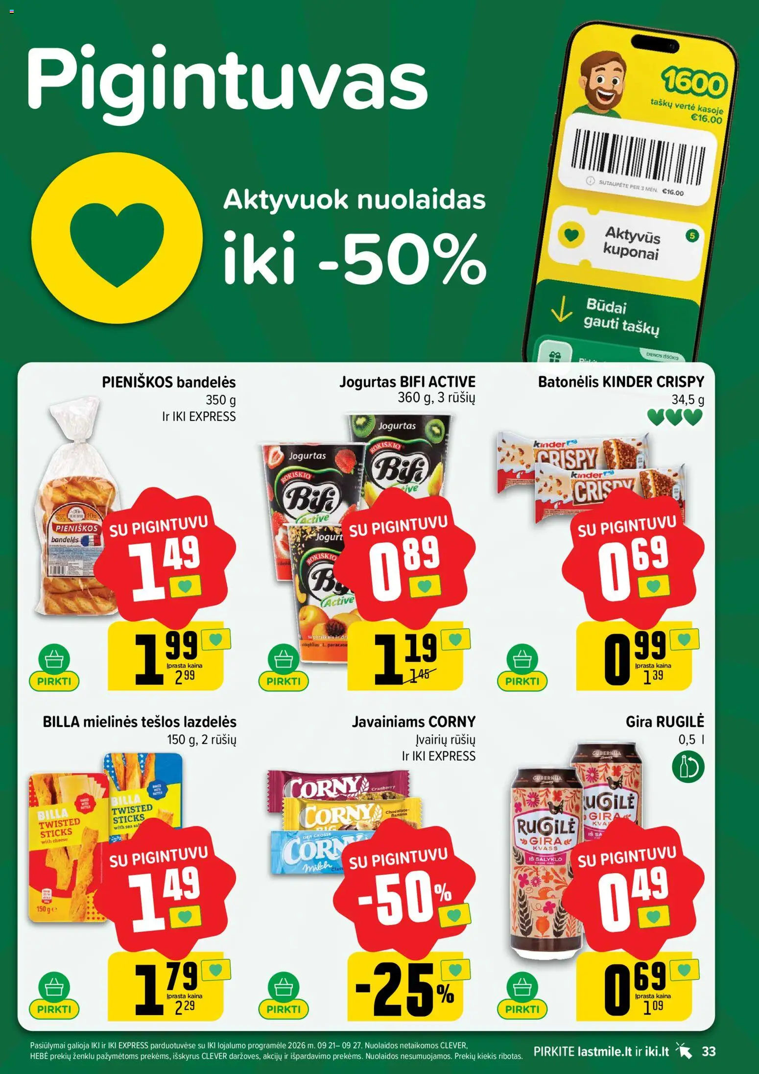 IKI akcijos nuo 2026.09.20 | Puslapis: 33 | Prekių: Bandelės, Jogurtas