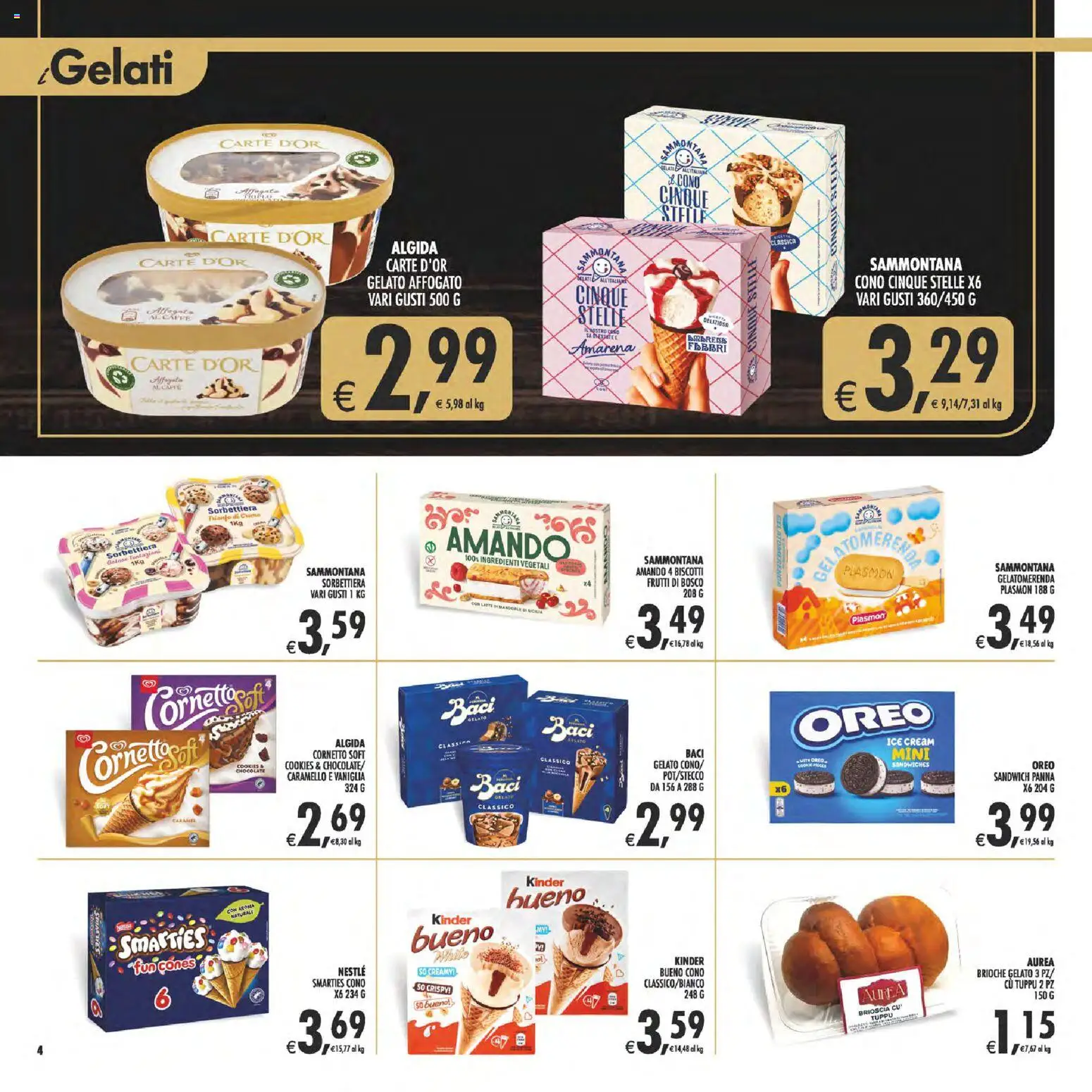 Volantino Decò del 31/07/2026 | Pagina: 4 | Prodotti: Cornetto, Panna, Mandorle, Amarena
