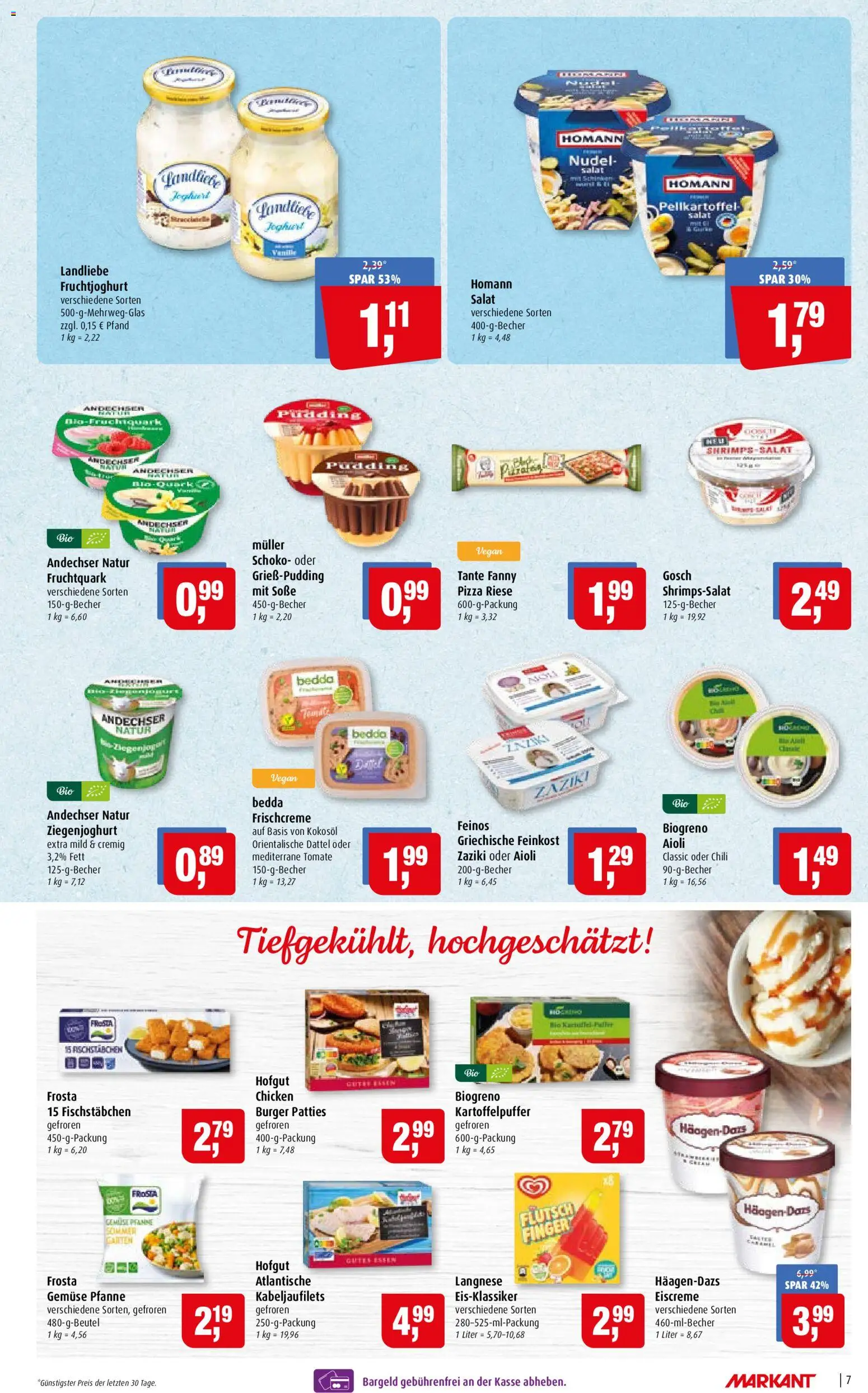 Markant Prospekt – gültig ab 22.06.2026 | Seite: 7 | Produkte: Burger, Fruchtjoghurt, Chili, Salat