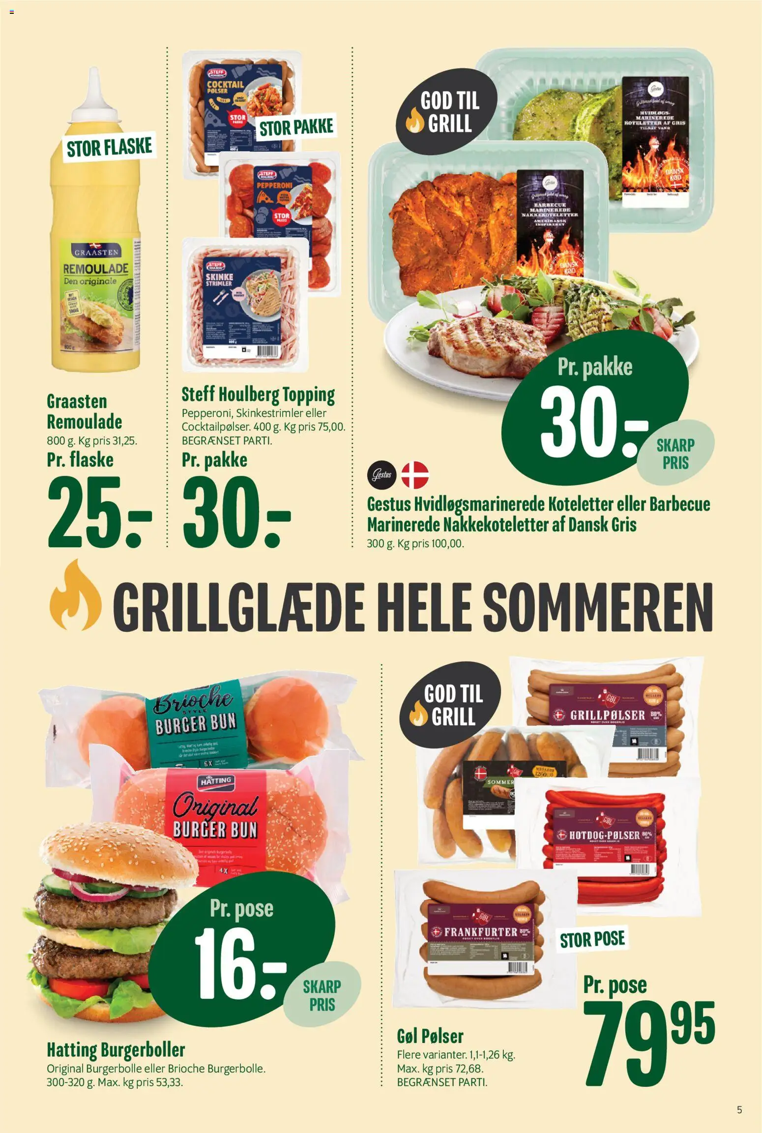 Min Købmand tilbudsavis – gyldig fra 24/07/2026 | Side: 5 | Produkter: Pølser, Skinke, Koteletter, Aparelho de barbear