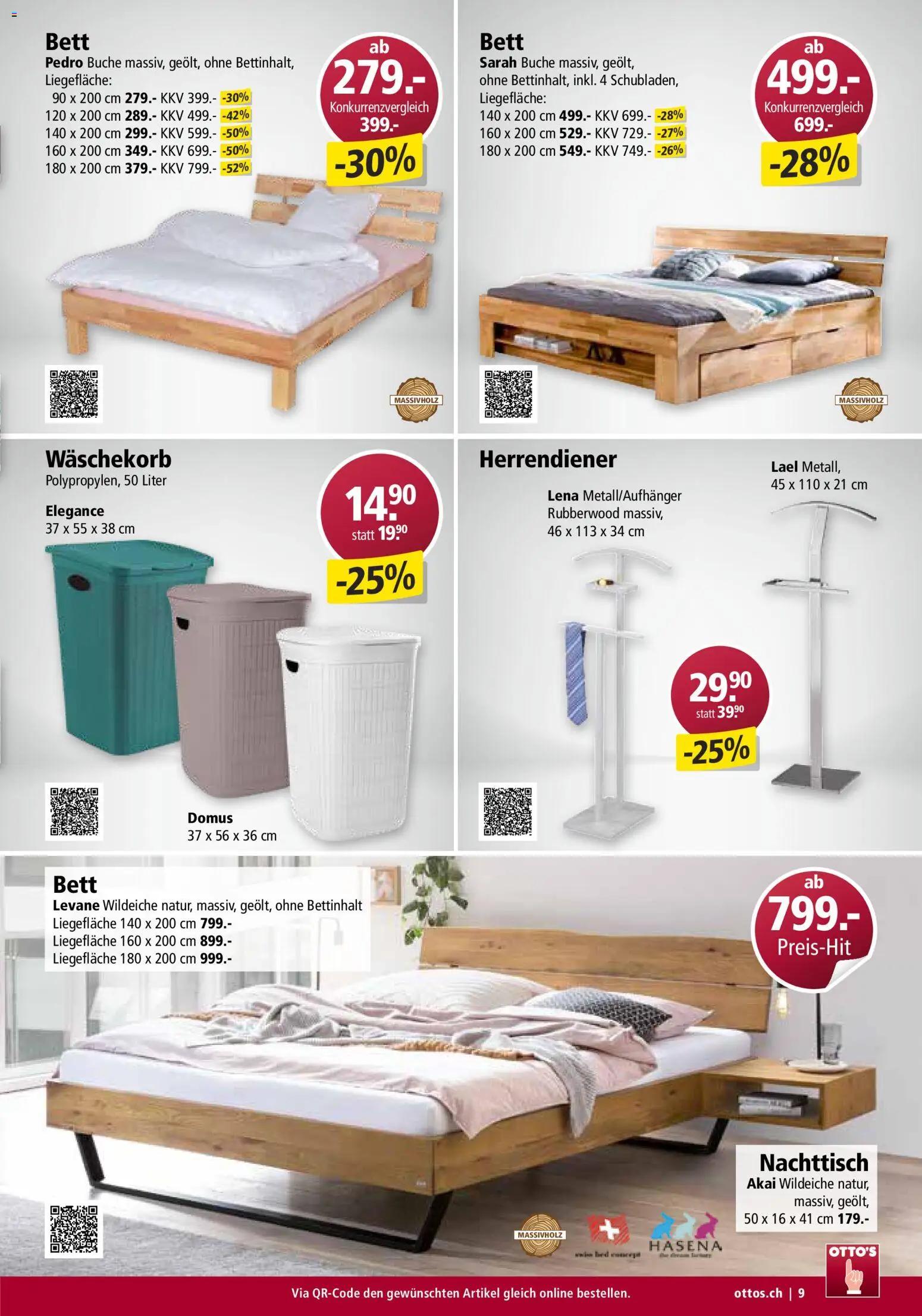 Otto's Aktionen Möbelflyer – gültig ab 01.09.2026 | Seite: 9 | Produkte: Nachttisch, Herrendiener, Bett