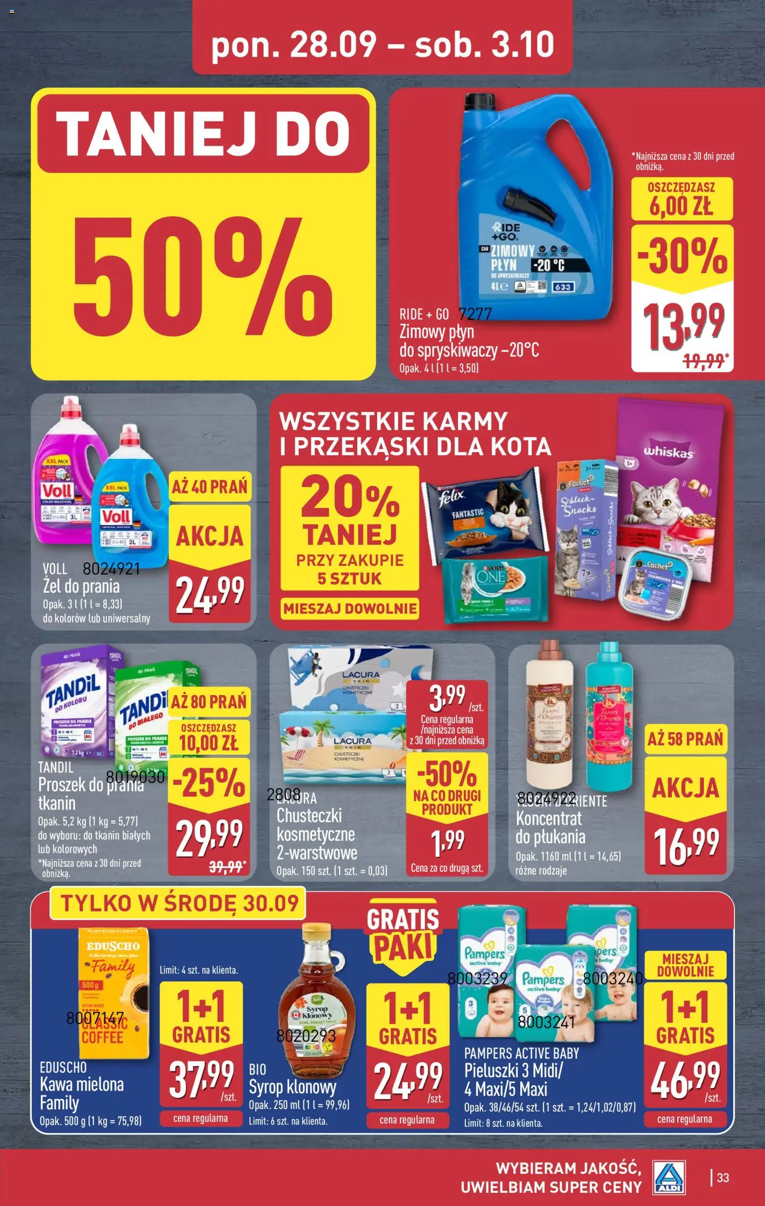 Aldi Polsko leták od 28.09.2026 | Strana: 33 | Produkty: Felix, Whiskas, Pampers
