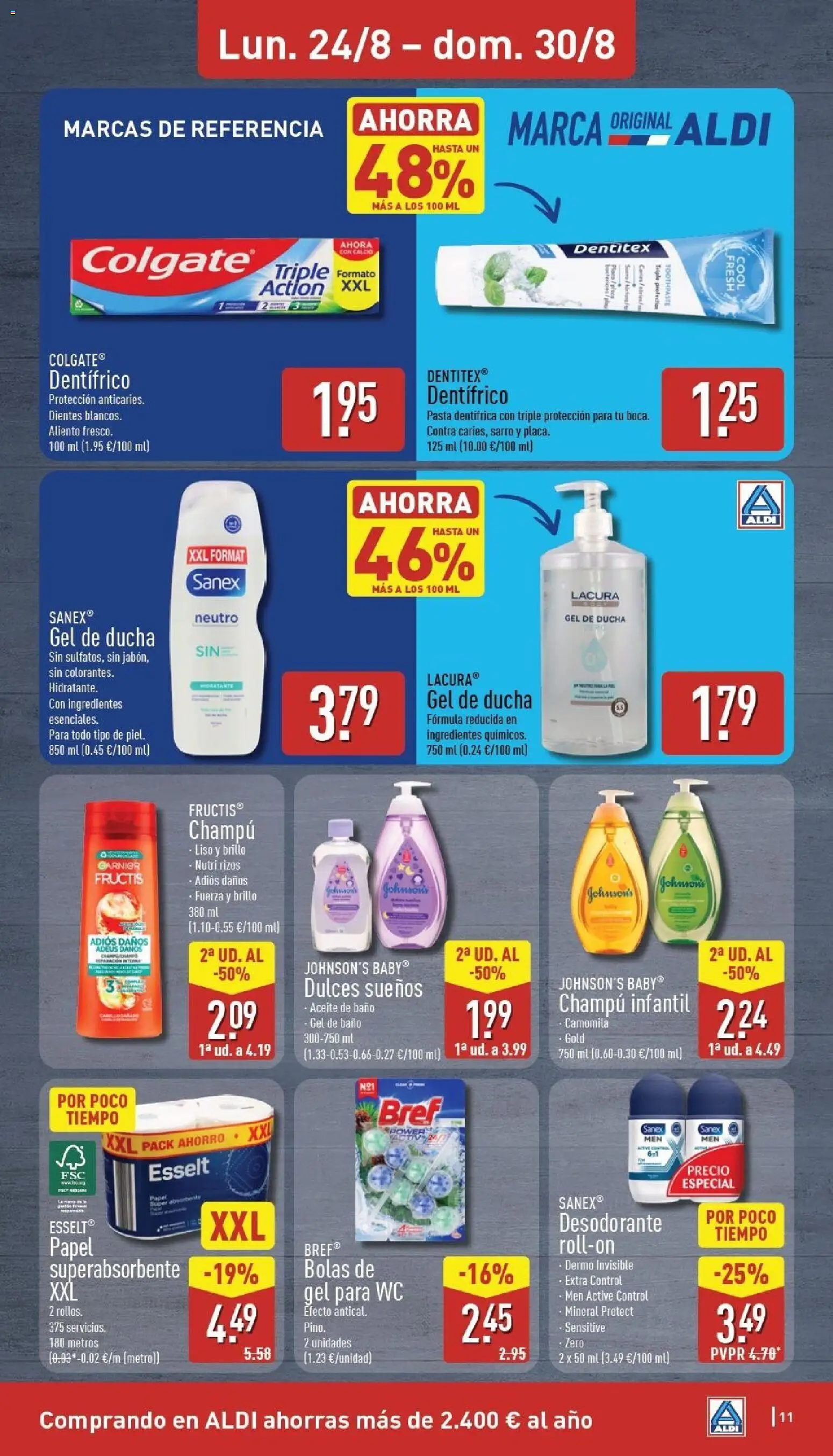 Aldi folleto Baleares │ válido desde el 24/08/2026 | Página: 11 | Productos: Desodorante, Aceite, Pasta, Baño