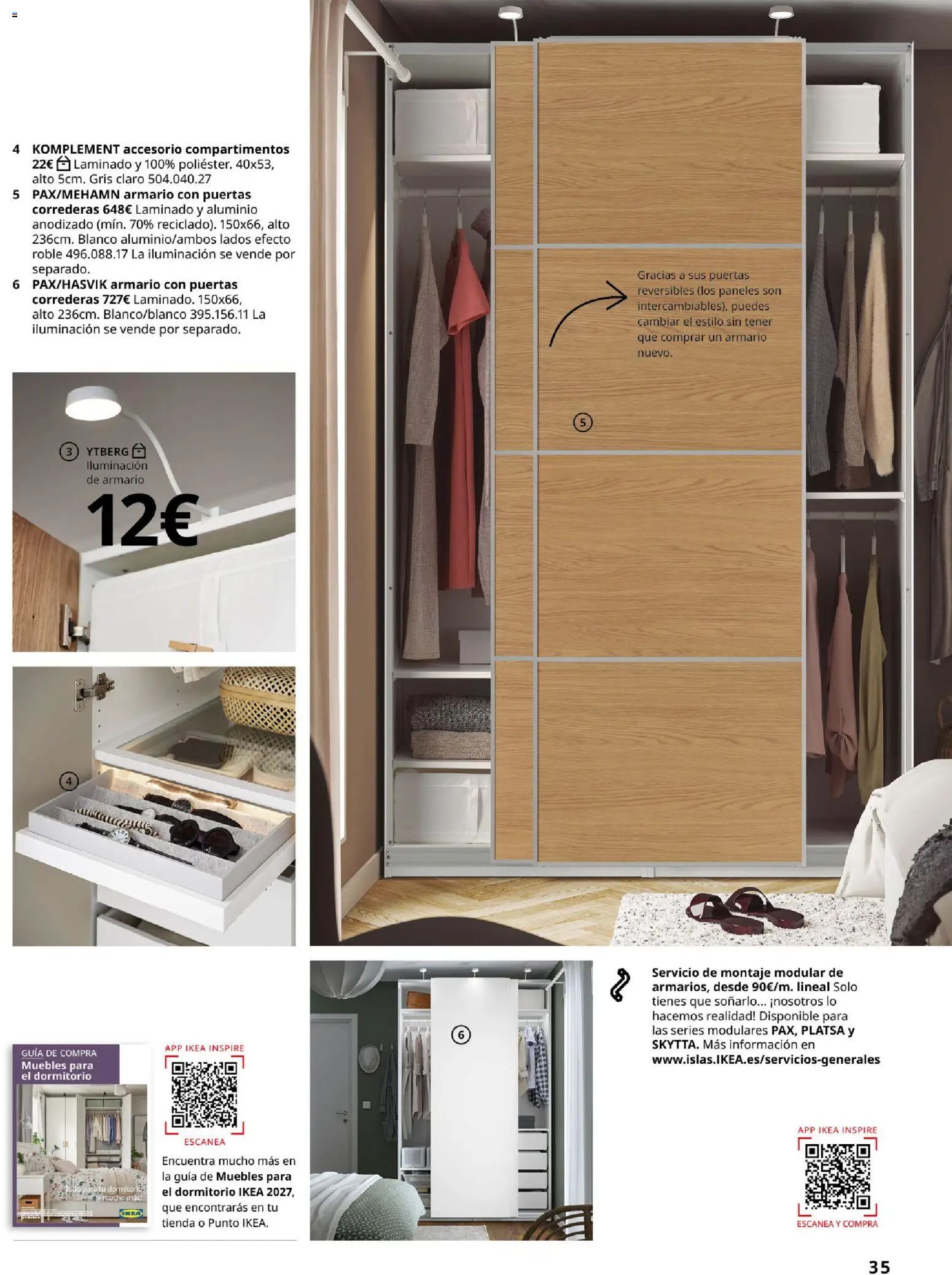 IKEA - Domitorios │ válido desde el 01/09/2026 | Página: 35 | Productos: Iluminación de armario, Muebles, Armario, Puertas