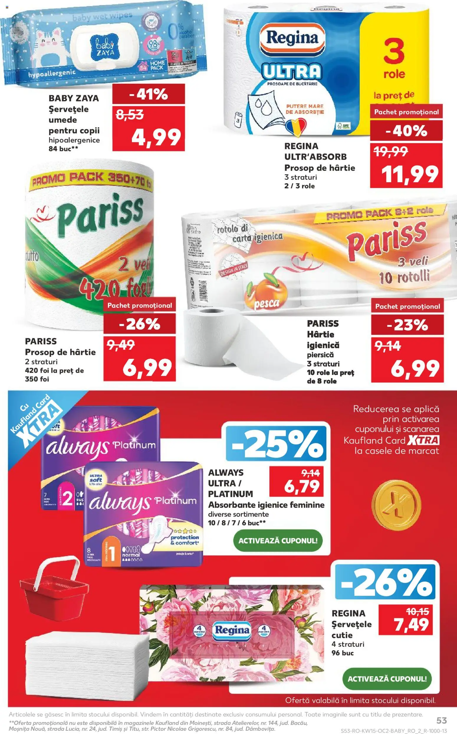 Noul catalog Kaufland – valabil de la 08.04.2026 | Pagină: 53 | Produse: Prosoape de bucătărie, Cutie, Șervețele umede, Absorbante
