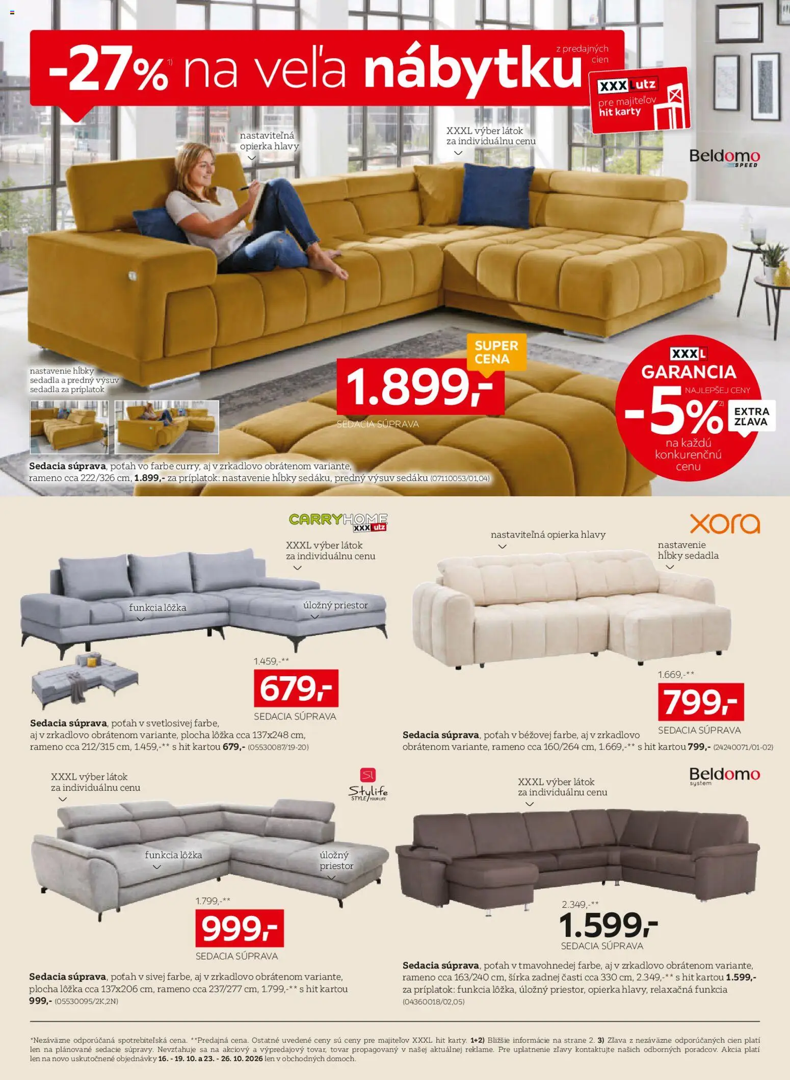 Nové XXXLutz akcie – leták je platný od 12.10.2026 | Strana: 5 | Produkty: Sedacia súprava