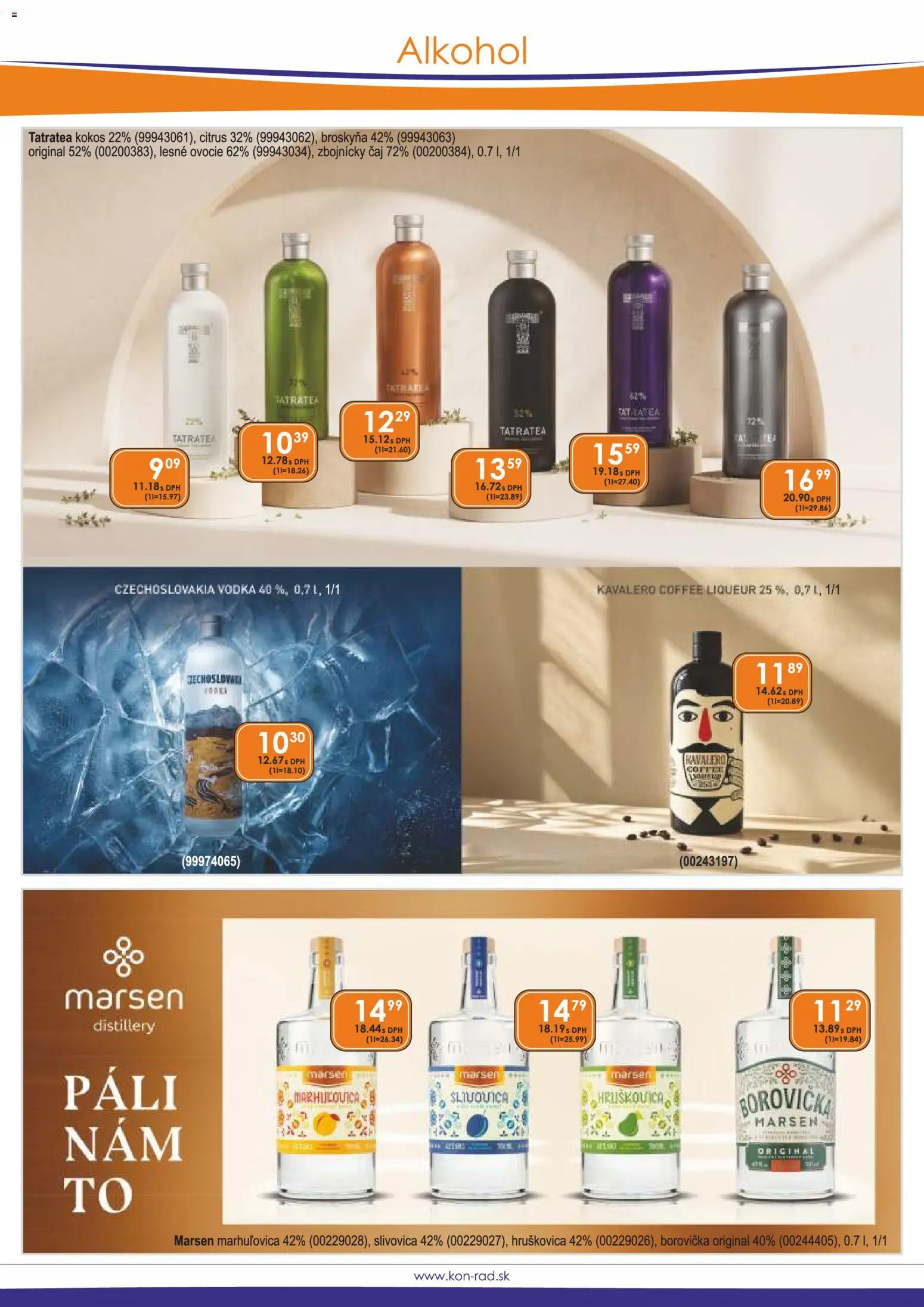 Nové KON - RAD akcie – leták je platný od 01.08.2026 | Strana: 13 | Produkty: Kokos, Hruškovica, Borovička, Alkohol