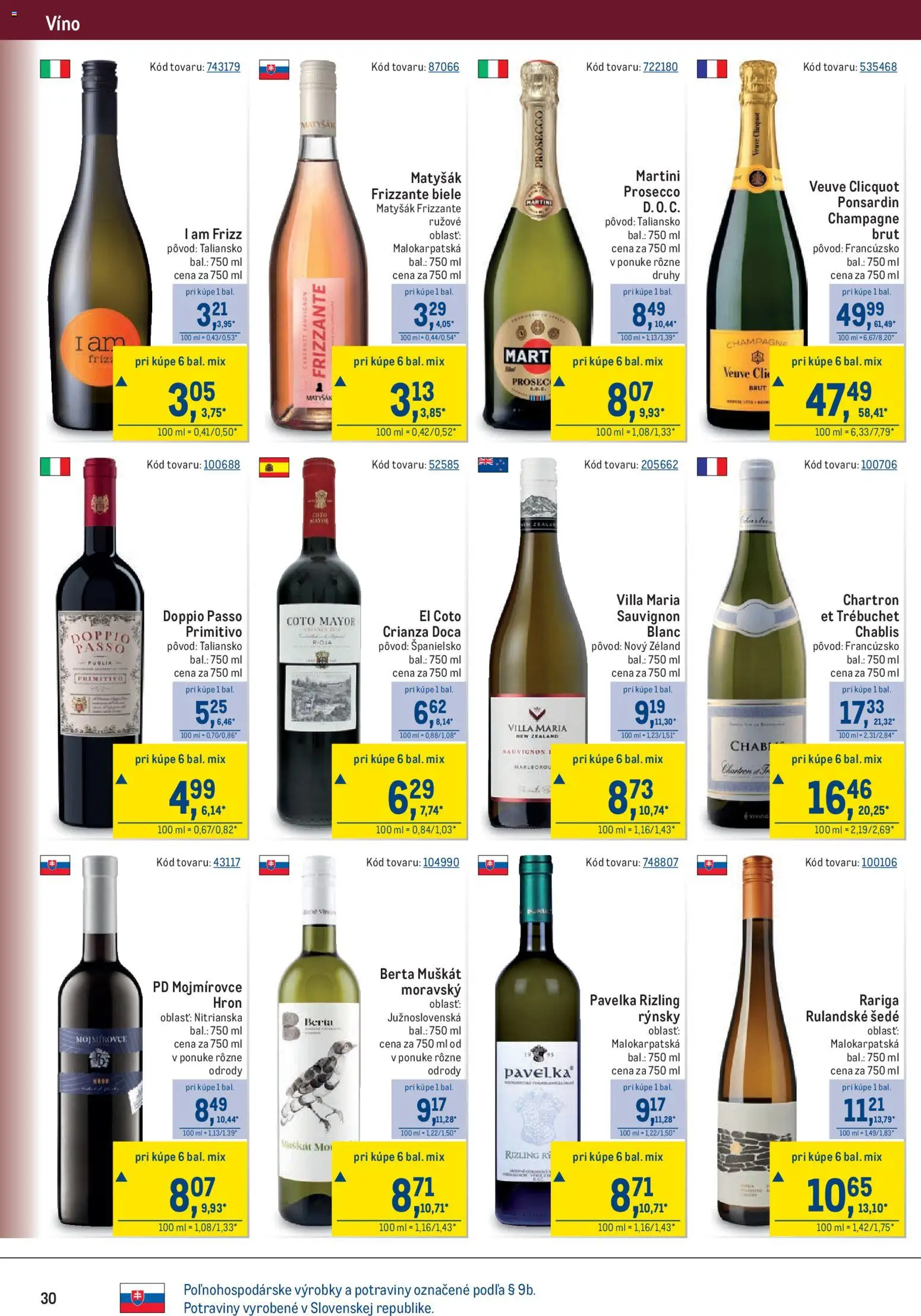 Nové Metro akcie – leták je platný od 21.10.2026 | Strana: 30 | Produkty: Víno, Prosecco, Martini
