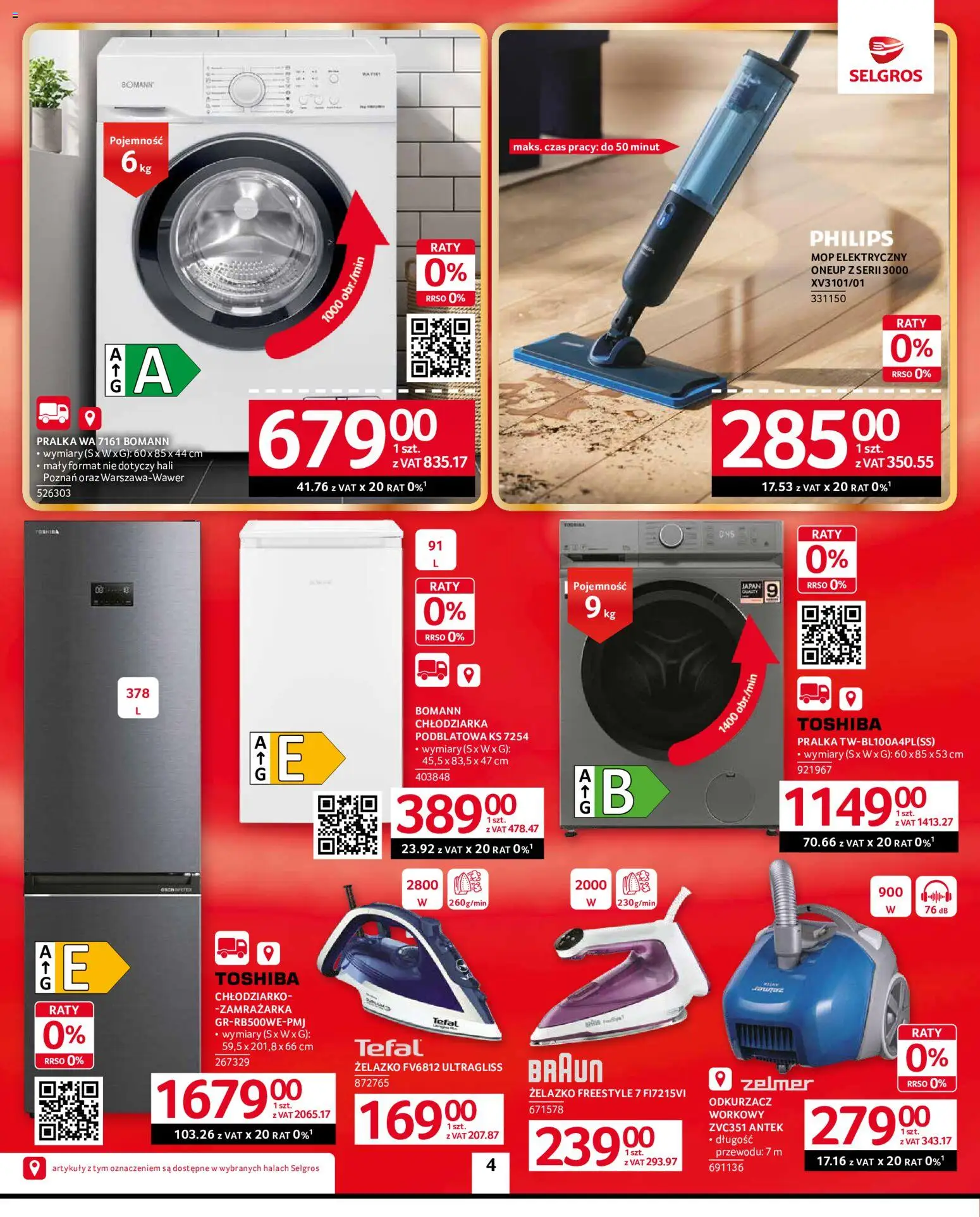 Selgros cash&carry gazetka - Oferta przemysłowa od 10.09.2026 | Strona: 6 | Produkty: Zamrażarka, Pralka, Odkurzacz, Mop