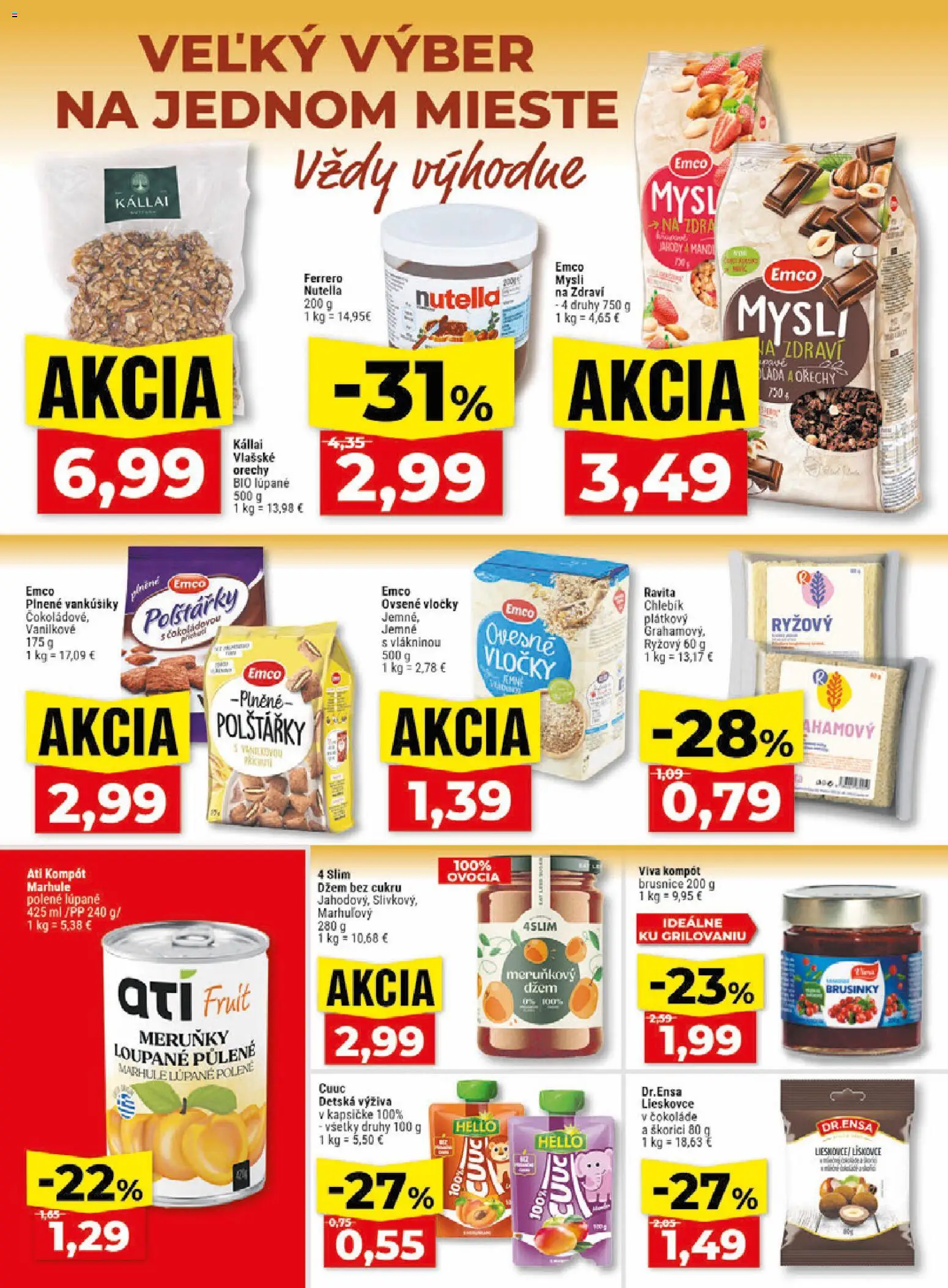 Nové Klas akcie – leták je platný od 27.07.2026 | Strana: 13 | Produkty: Jahody, Orechy, Vločky, Marhule