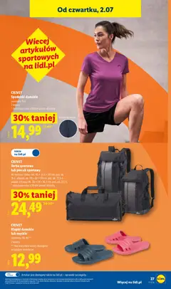 Pogląd oferty "CRIVIT Torba sportowa lub plecak sportowy, do wyboru: torba: ok. 45 × 22,5 × 20 cm, poj. ok. 25 L, plecak: ok. 30 × 50 × 14 cm, poj. ok. 23,5 L, plecak z klapą: ok. 30 × 54 × 16,5 cm, poj. ok. 27,5 L" - ważna od 29.06.2026 | Strona: 37