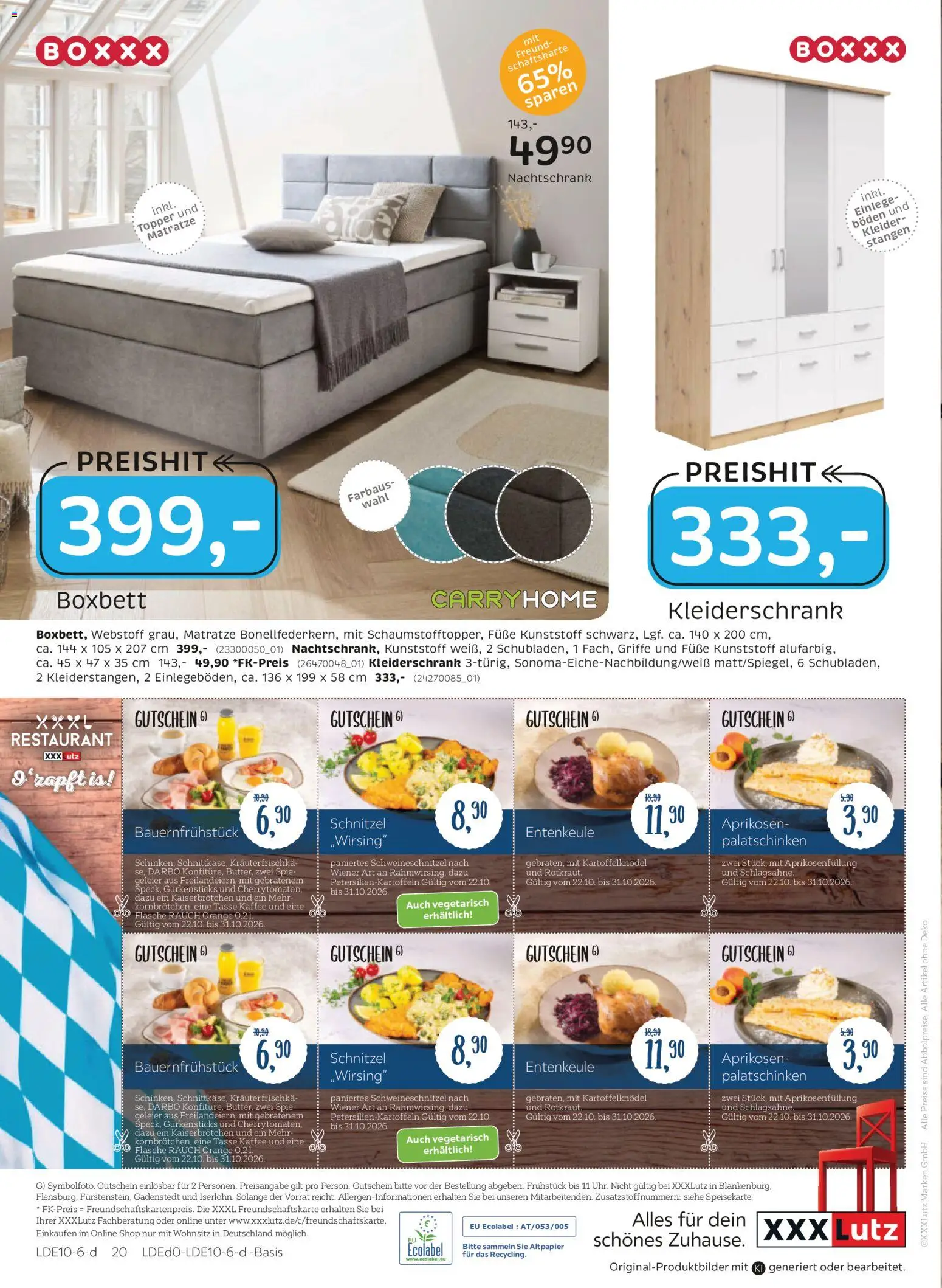 XXXLutz Nr. 1 beim Preis – gültig ab 17.10.2026 | Seite: 36 | Produkte: Matratze, Kaffee, Topper, Schnitzel