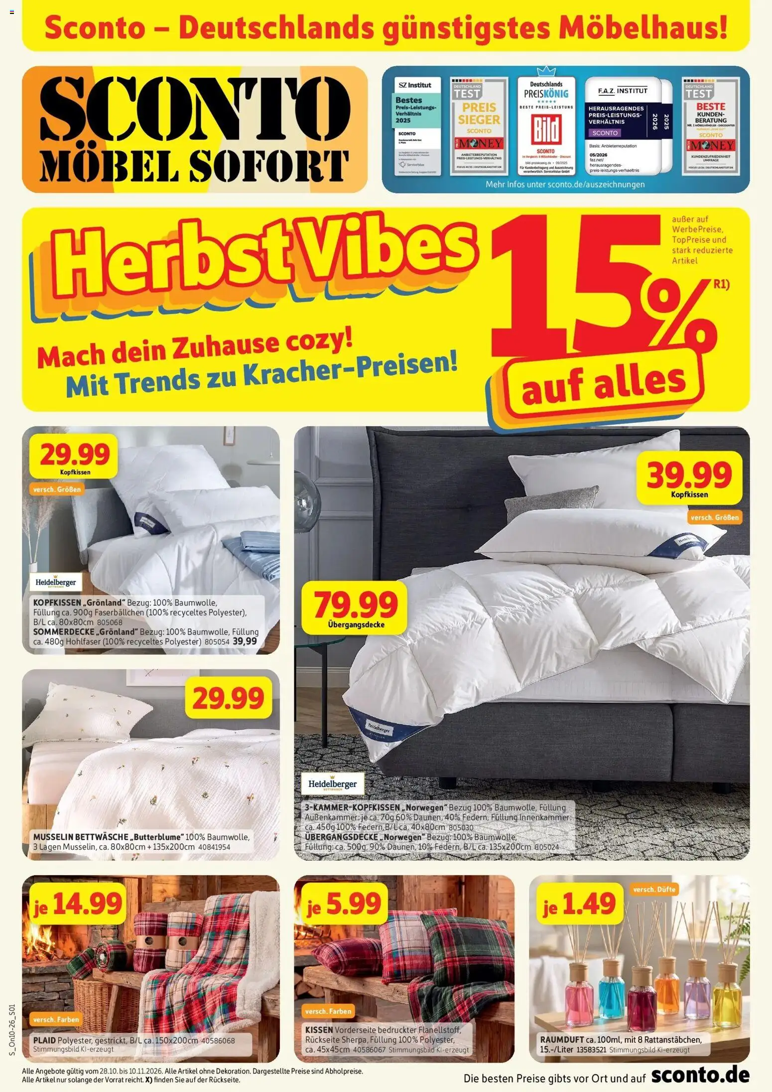 Sconto Herbst Vibes Großpösna – gültig ab 28.10.2026 | Seite: 1 | Produkte: Kissen, Bettwäsche, Kopfkissen
