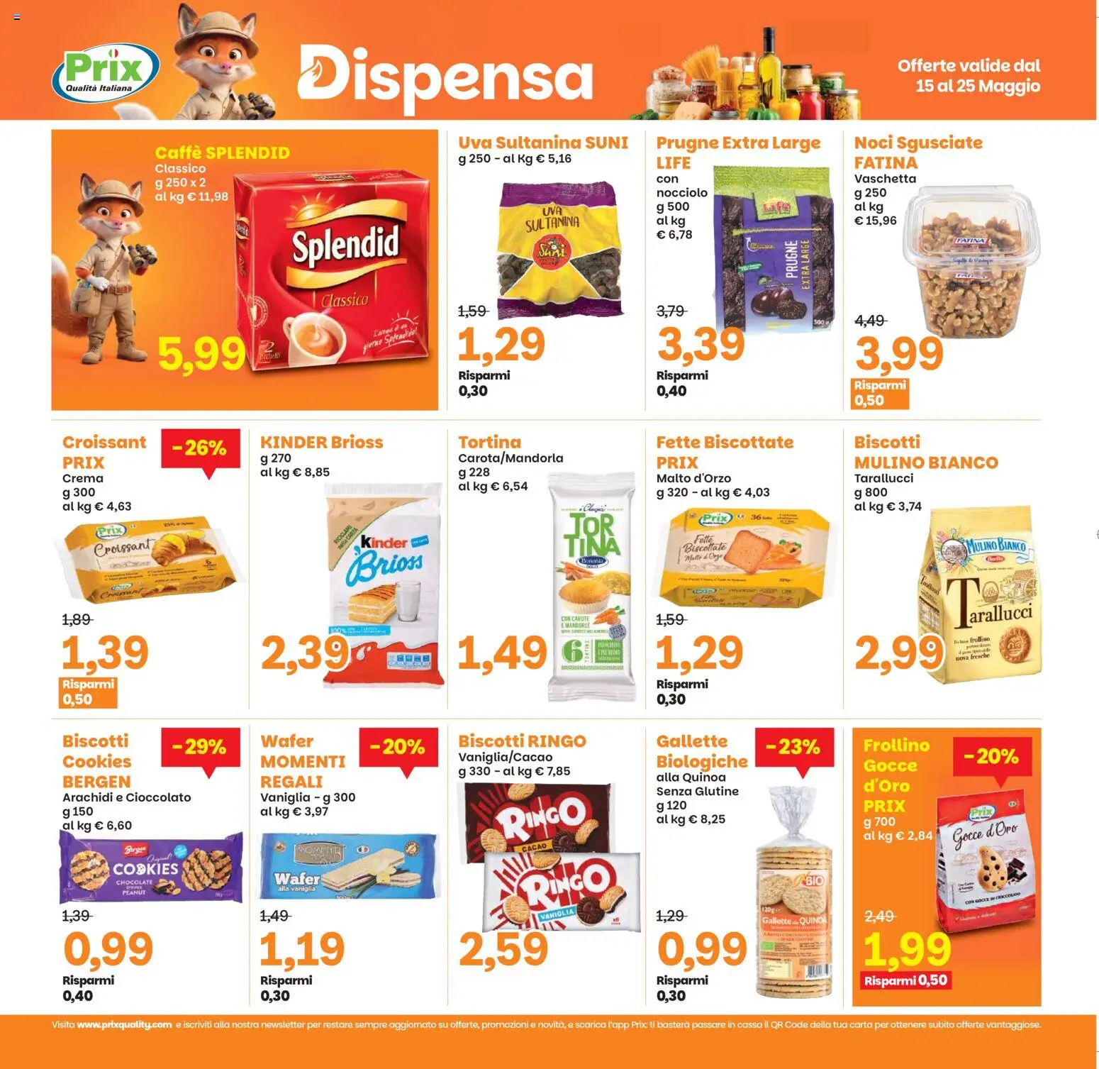 Volantino Prix del 15.05.2026 | Pagina: 16 | Prodotti: Uova, Caffè, Noci, Quinoa