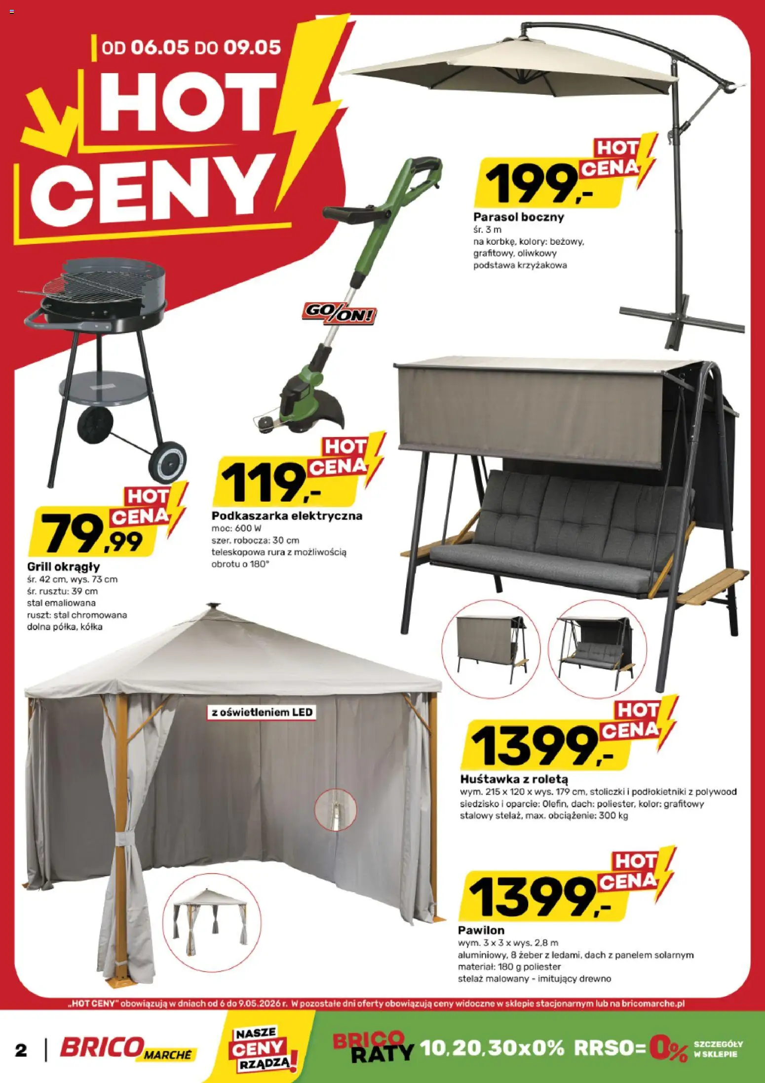 Brico Marché gazetka - Hot ceny od 06.05.2026 | Strona: 2 | Produkty: Parasol, Grill, Ruszt