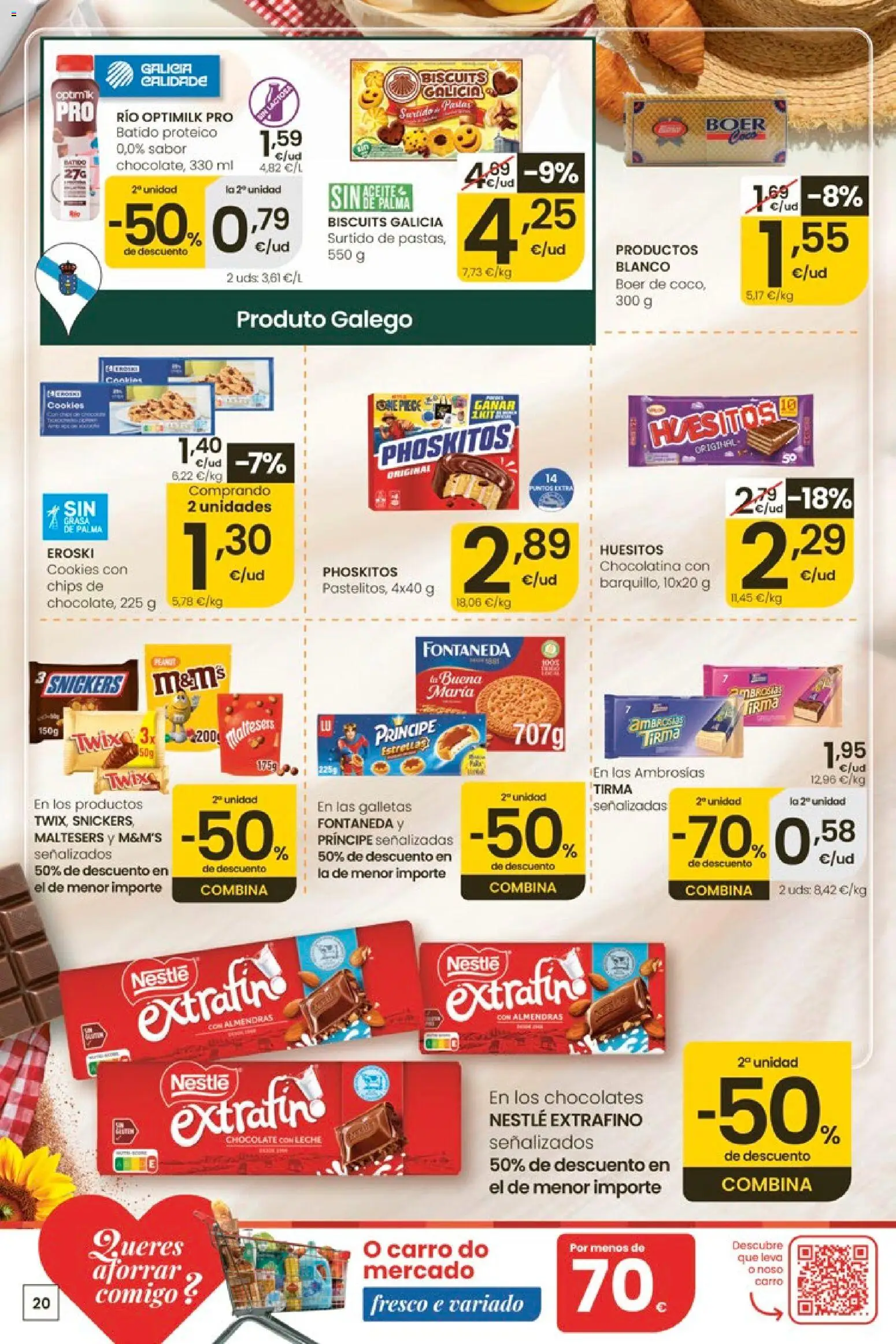 Eroski Ofertóns de verán │ válido desde el 11.06.2026 | Página: 20 | Productos: Leche, Chocolate, Galletas, Chocolate con leche