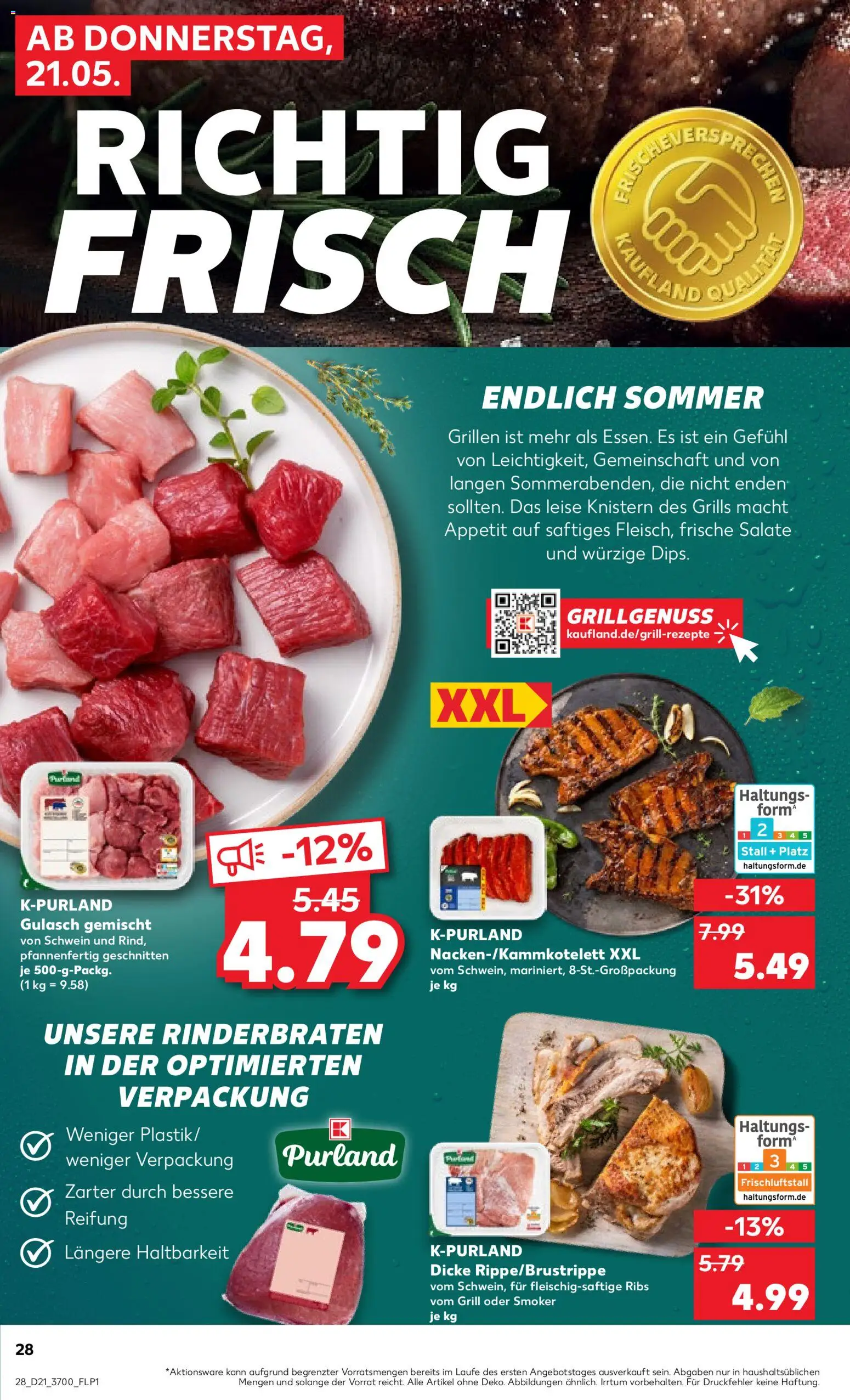 Kaufland Prospekt Rostock	 – gültig ab 21.05.2026 | Seite: 28 | Produkte: Rinderbraten, Grill, Gulasch