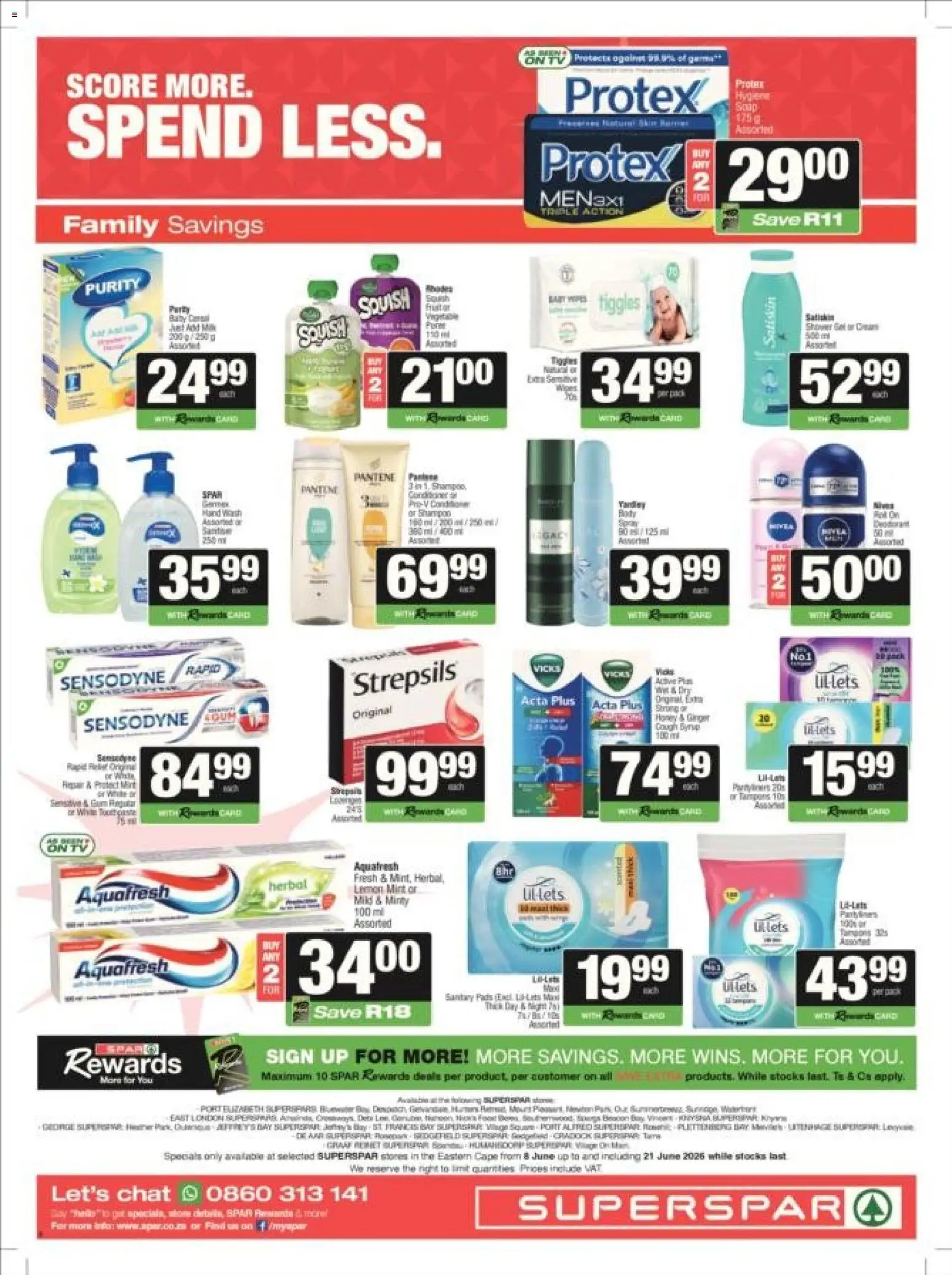 New Superspar catalogue – valid from 08.06.2026 | Page: 7 | Products: Pads, Cough syrup, Syrup, Soap