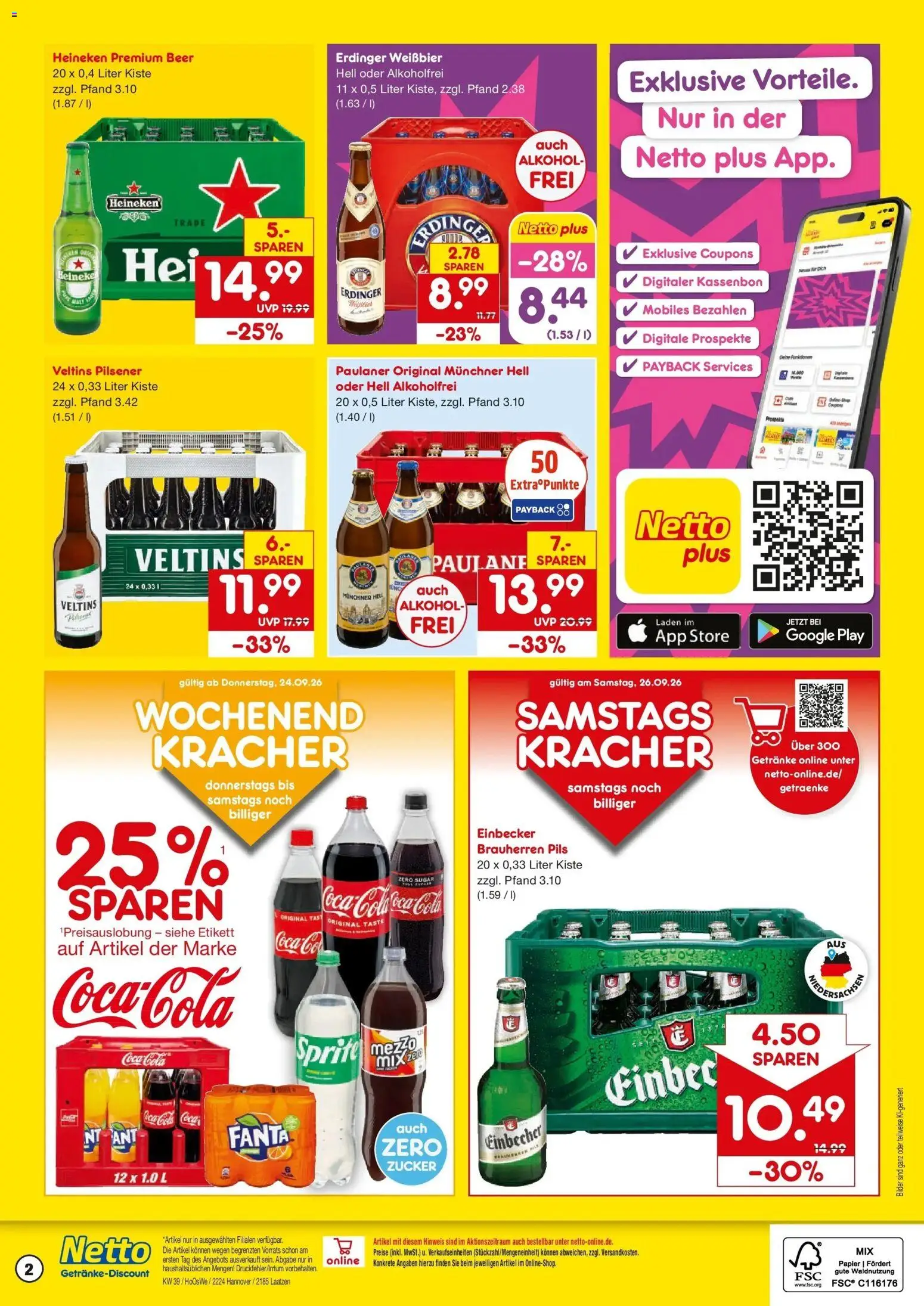 Netto Marken-Discount Prospekt Laatzen – gültig ab 21.09.2026 | Seite: 2 | Produkte: Cola, Bilder, Alkohol, Paulaner