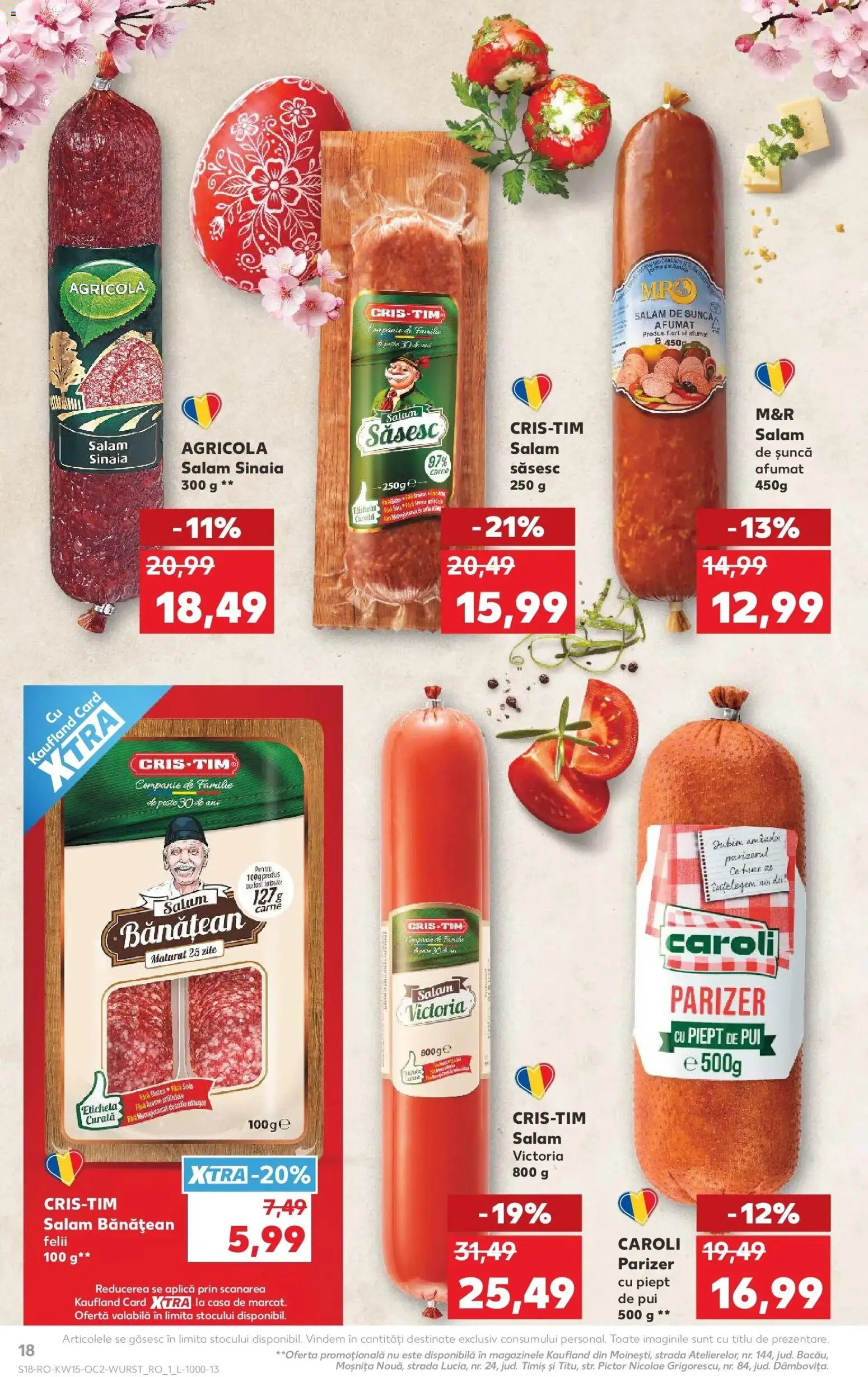 Noul catalog Kaufland – valabil de la 08.04.2026 | Pagină: 18 | Produse: Salam, Șuncă, Pește, Parizer