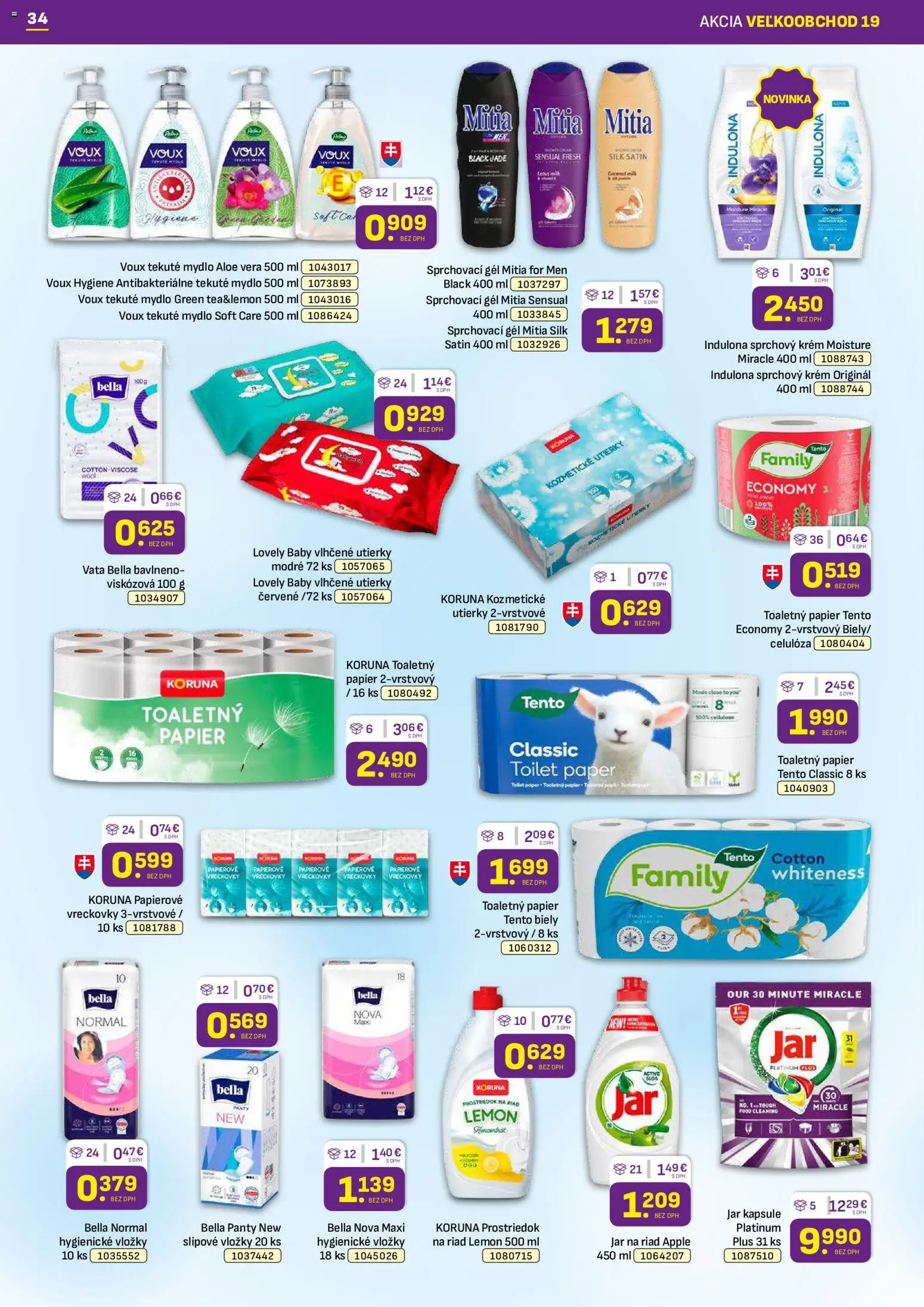 Nové Libex akcie – leták je platný od 21.09.2026 | Strana: 34 | Produkty: Mydlo, Vreckovky, Krém, Kapsule
