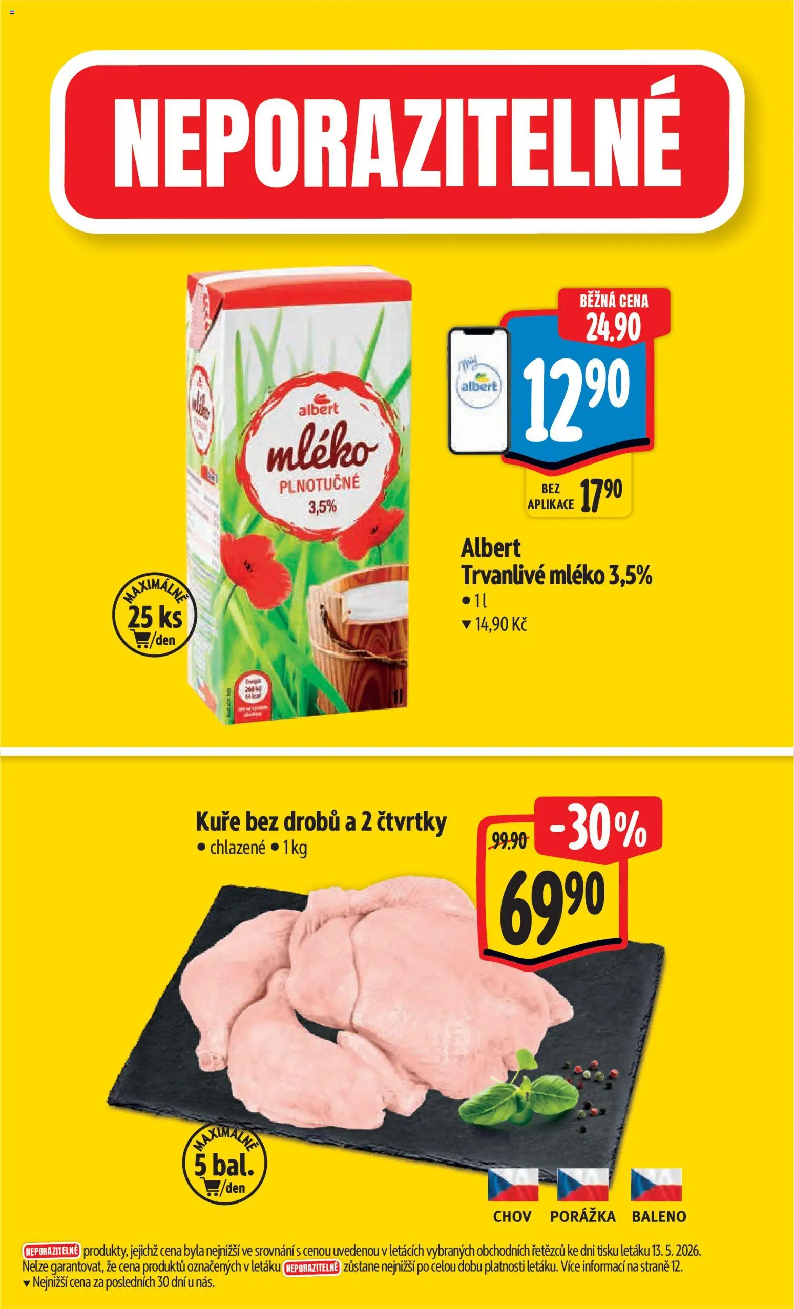 Albert leták - Hypermarket od 20.05.2026 | Strana: 2 | Produkty: Mléko, Kuře