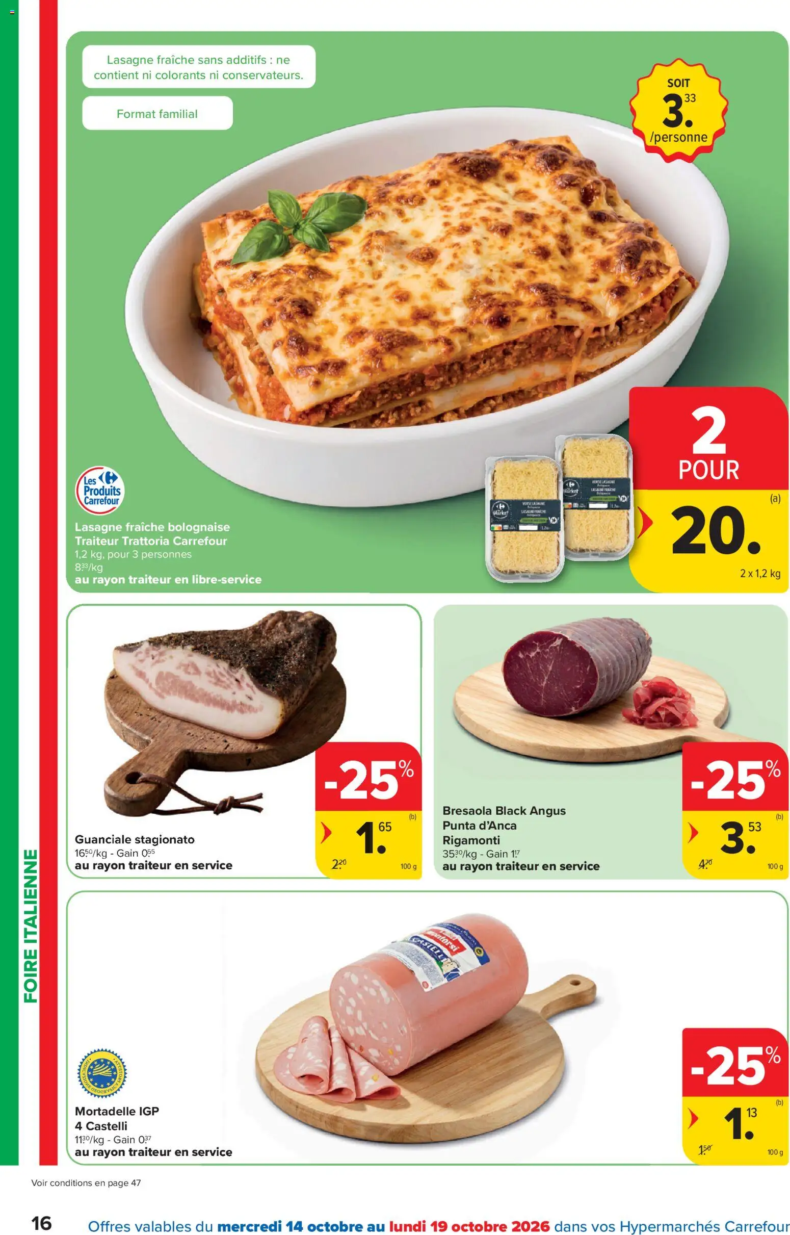 {H1} | Pagina: 16 | Producten: Lasagne, Mortadella