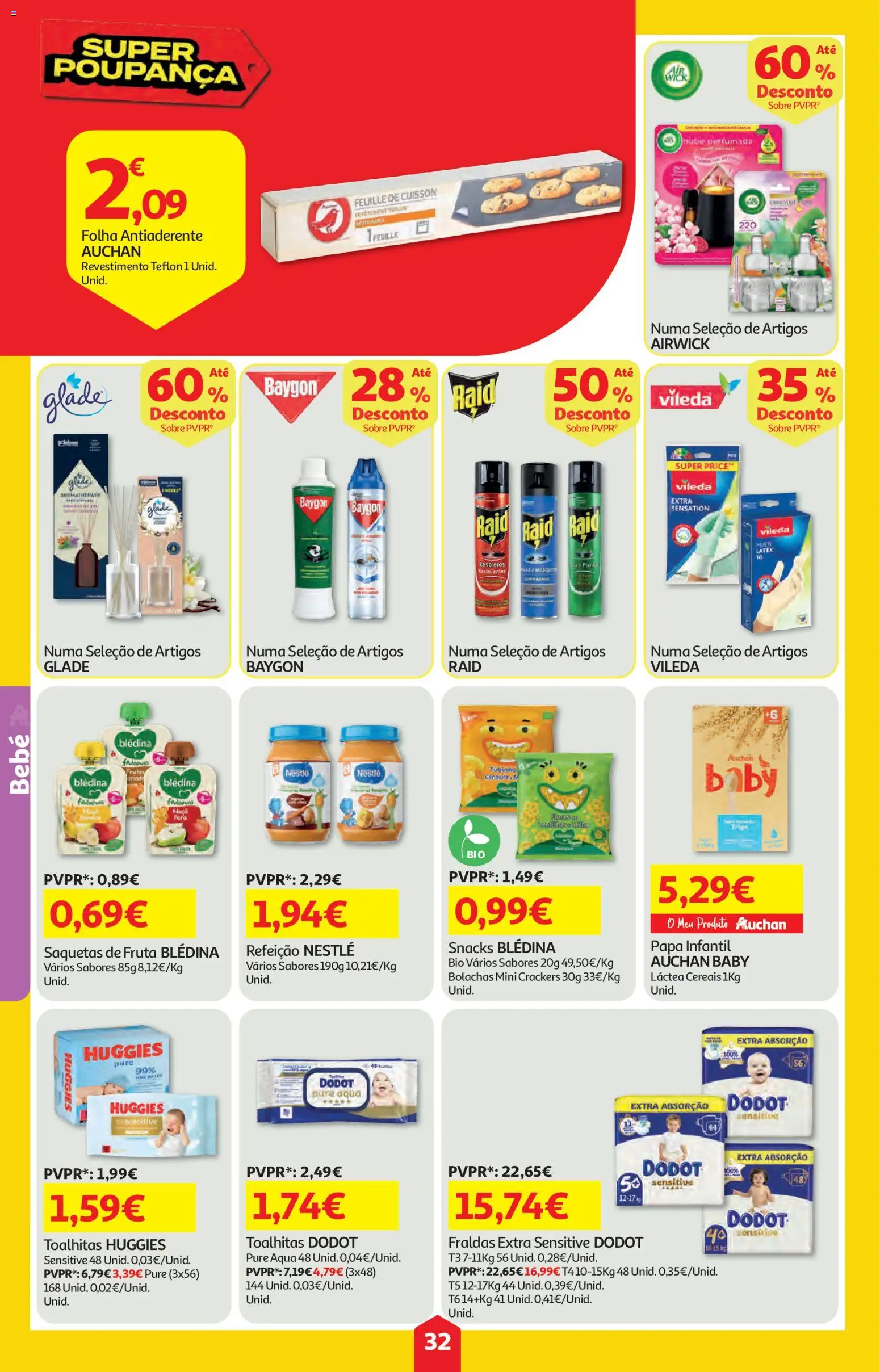 Auchan folheto │ válido de 02/07/2026 | Página: 32 | Produtos: Fraldas, Nestlé, Cereais, Cenoura
