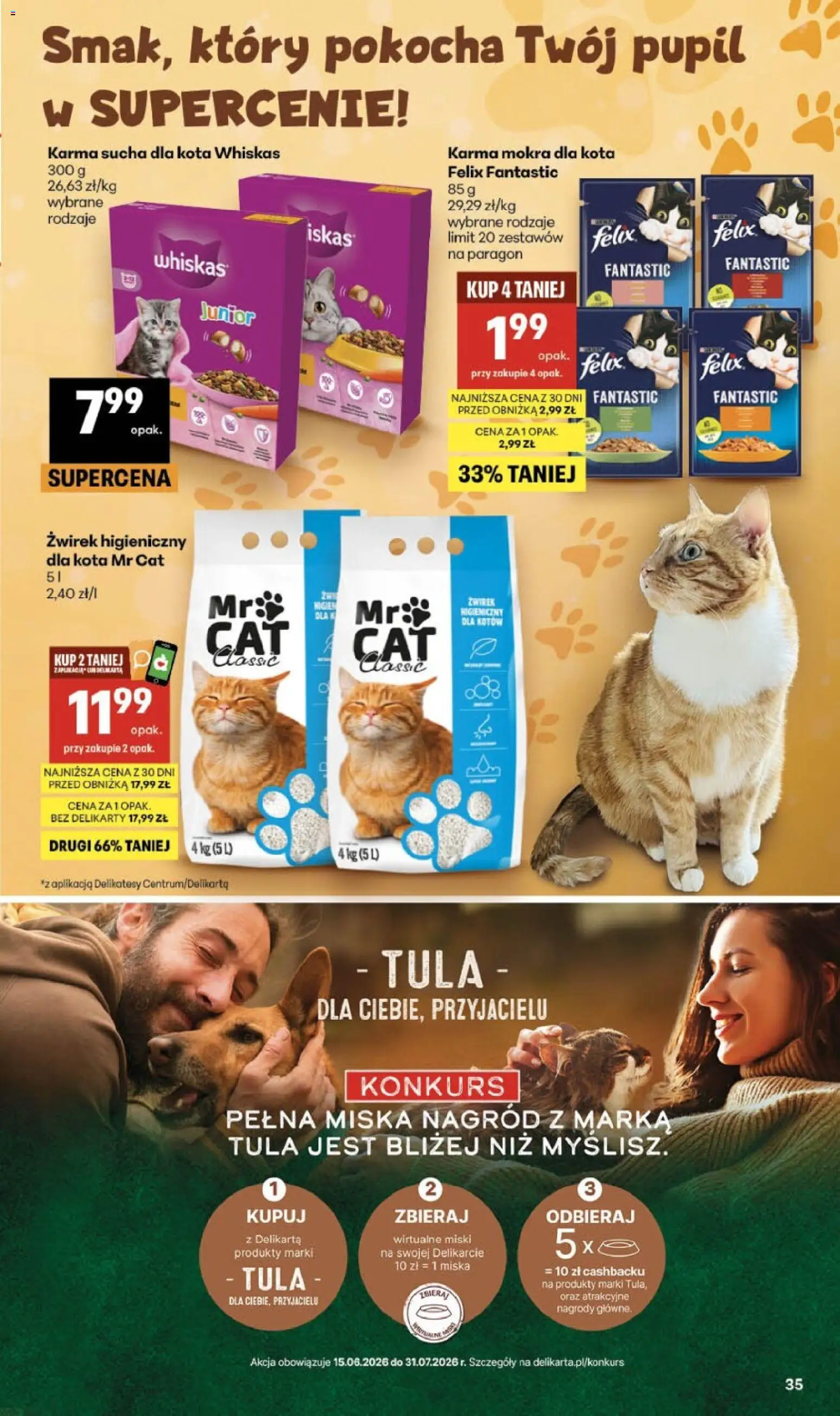 Delikatesy Centrum gazetka od 16.07.2026 | Strona: 35 | Produkty: Whiskas, Karma mokra dla kota, Delikatesy, Karma