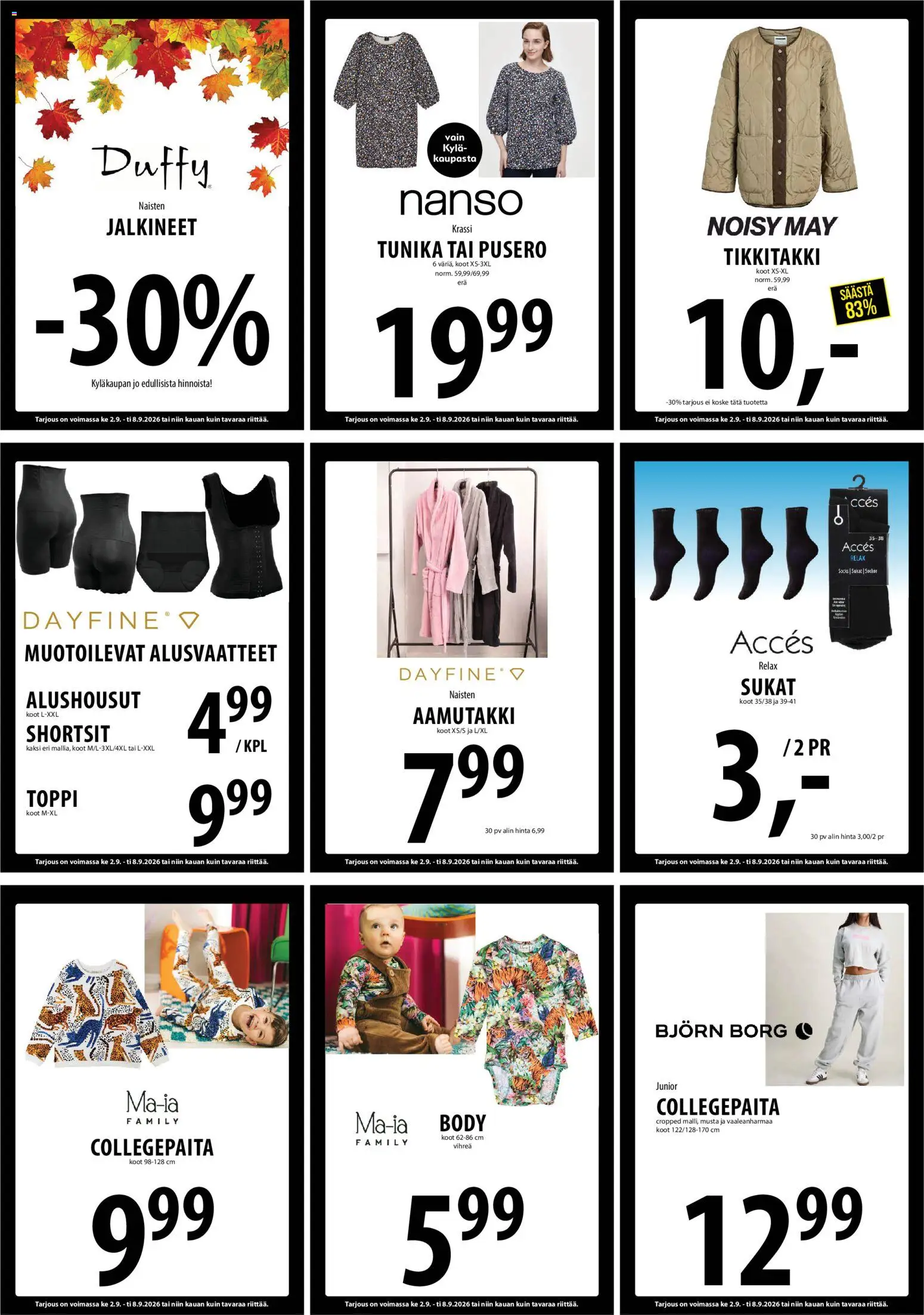 Tuuri tarjoukset – voimassa 02/09/2026 alkaen | Sivu: 17 | Tuotteet: Toppi, Pusero, Alusvaatteet, Sukat