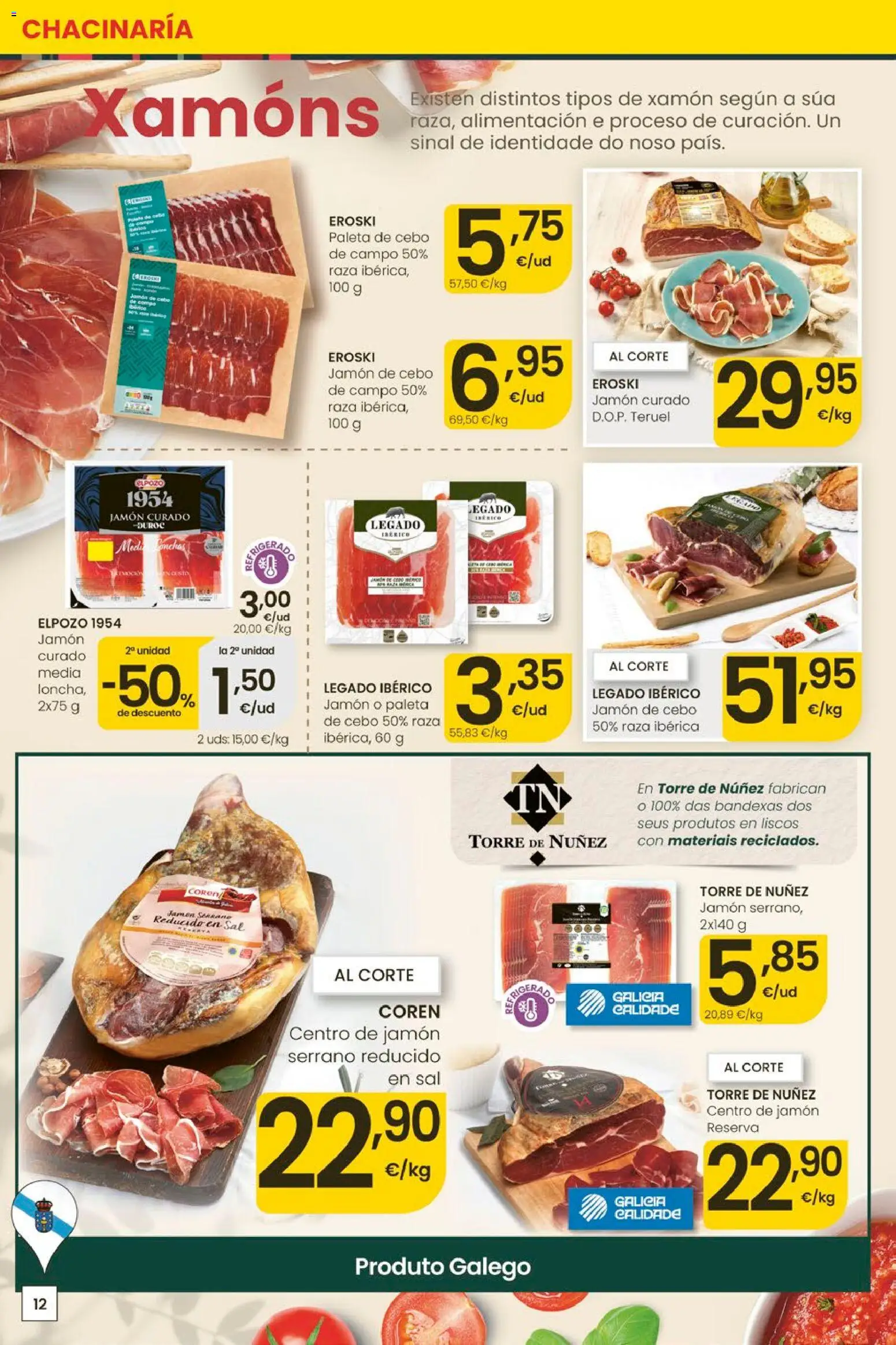 Eroski Ofertóns de verán │ válido desde el 28.05.2026 | Página: 12 | Productos: Jamón serrano, Jamón