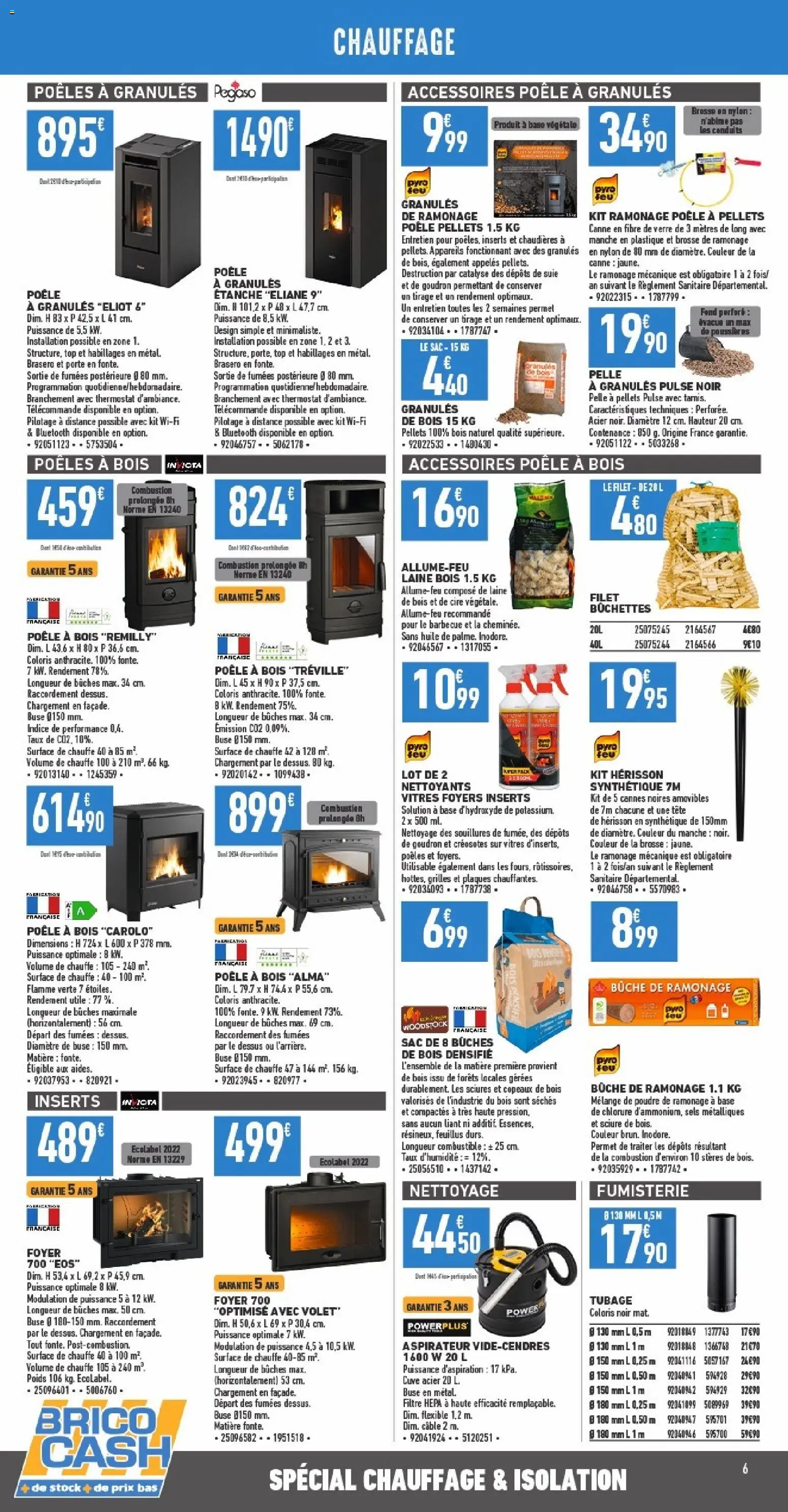 {H1} | Page: 6 | Produits: Poêle à granulés, Brasero, Aspirateur, Combustible