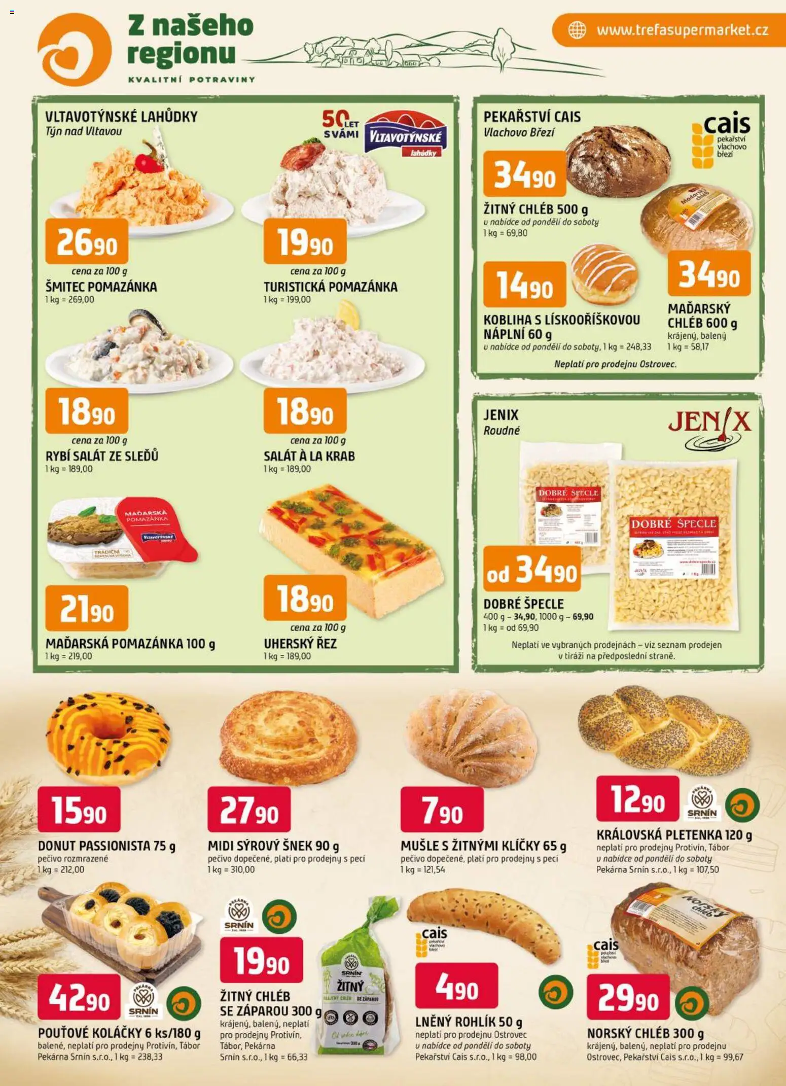 Trefa leták od 21.10.2026 | Strana: 5 | Produkty: Kobliha, Špecle, Pečivo, Pomazánka