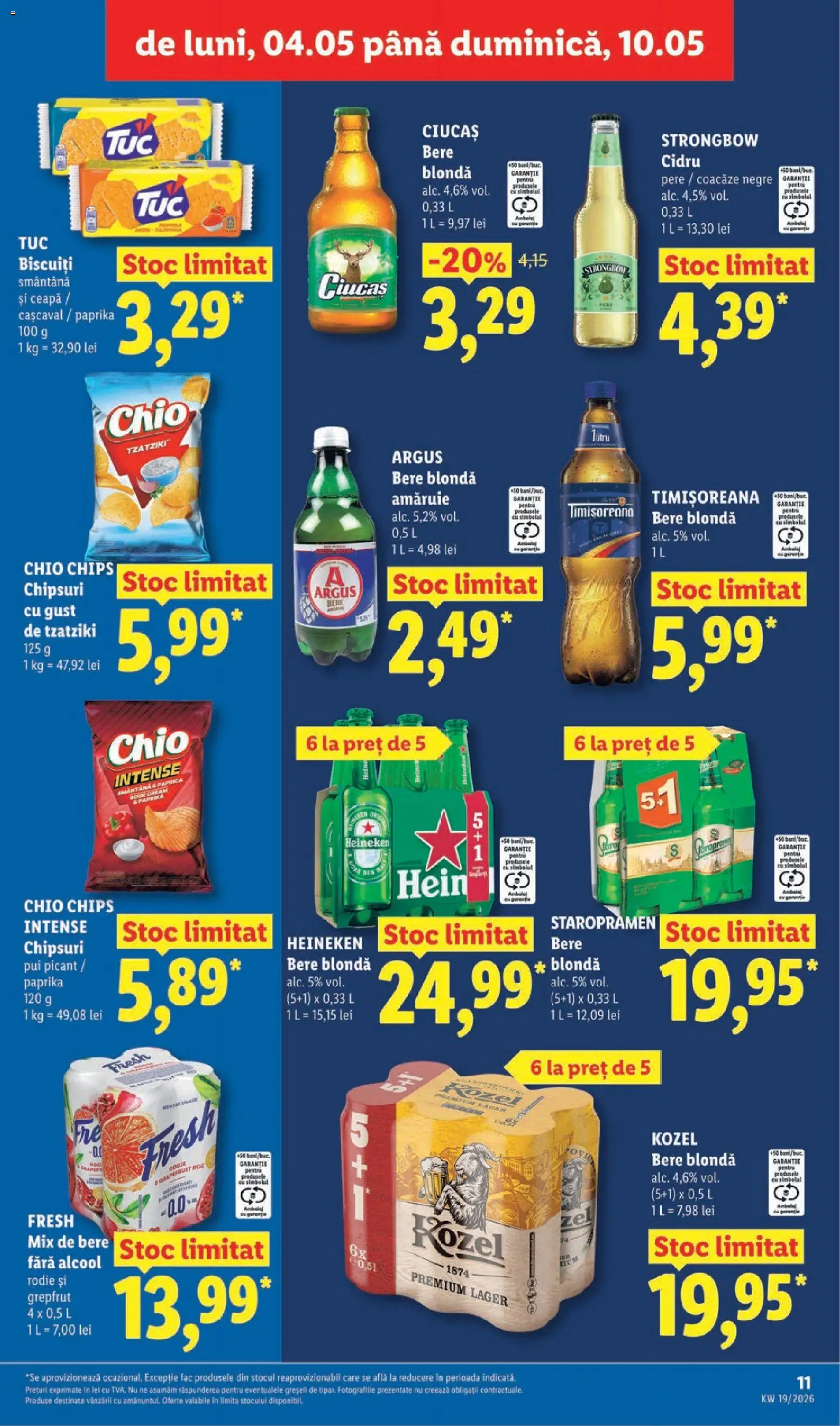 Noul catalog Lidl – valabil de la 04.05.2026 | Pagină: 11 | Produse: Bere, Smântână, Grepfrut, Ceapă