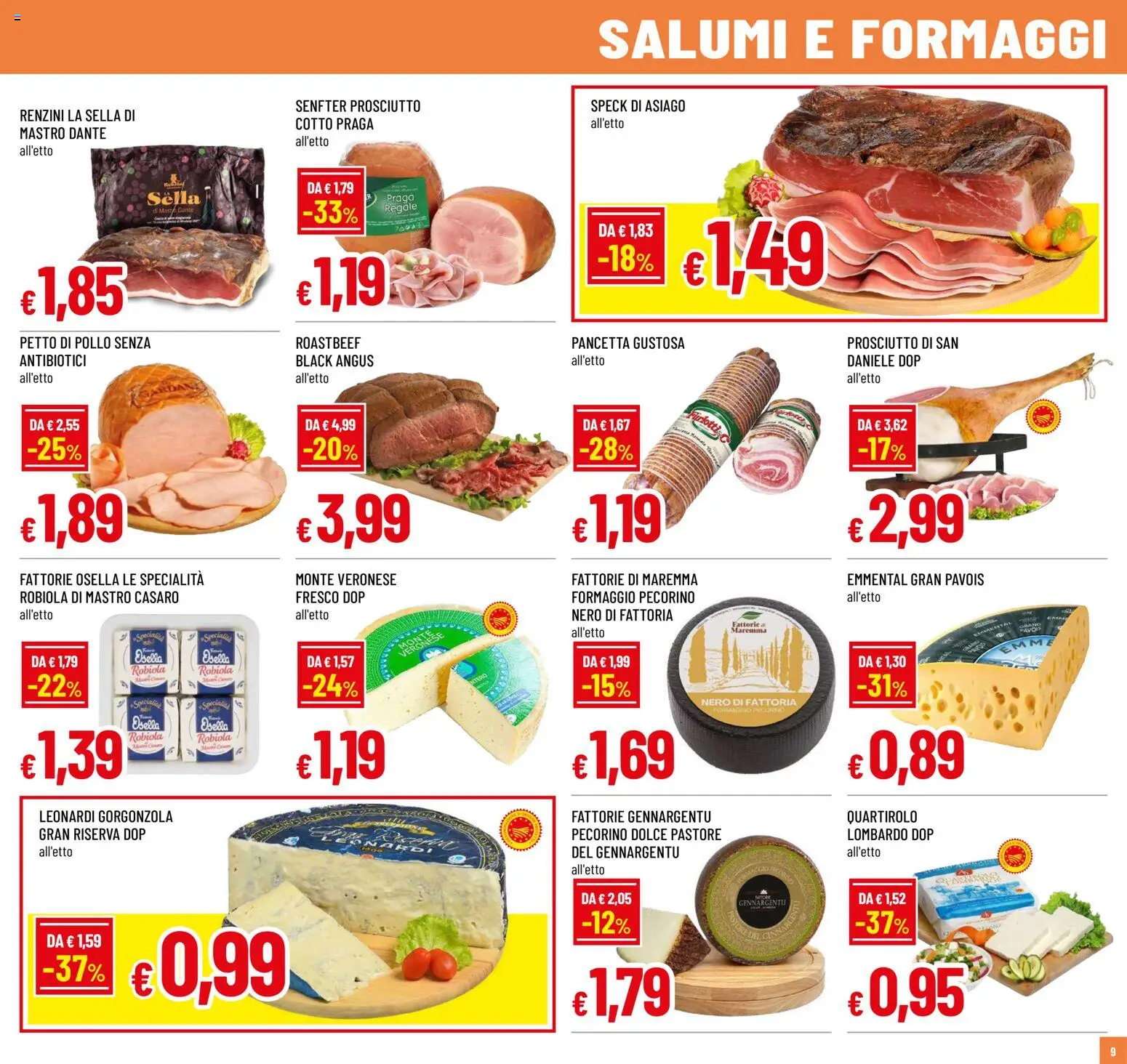 Volantino Famila del 04.06.2026 | Pagina: 9 | Prodotti: Petto di Pollo, Robiola, Pecorino, Emmental
