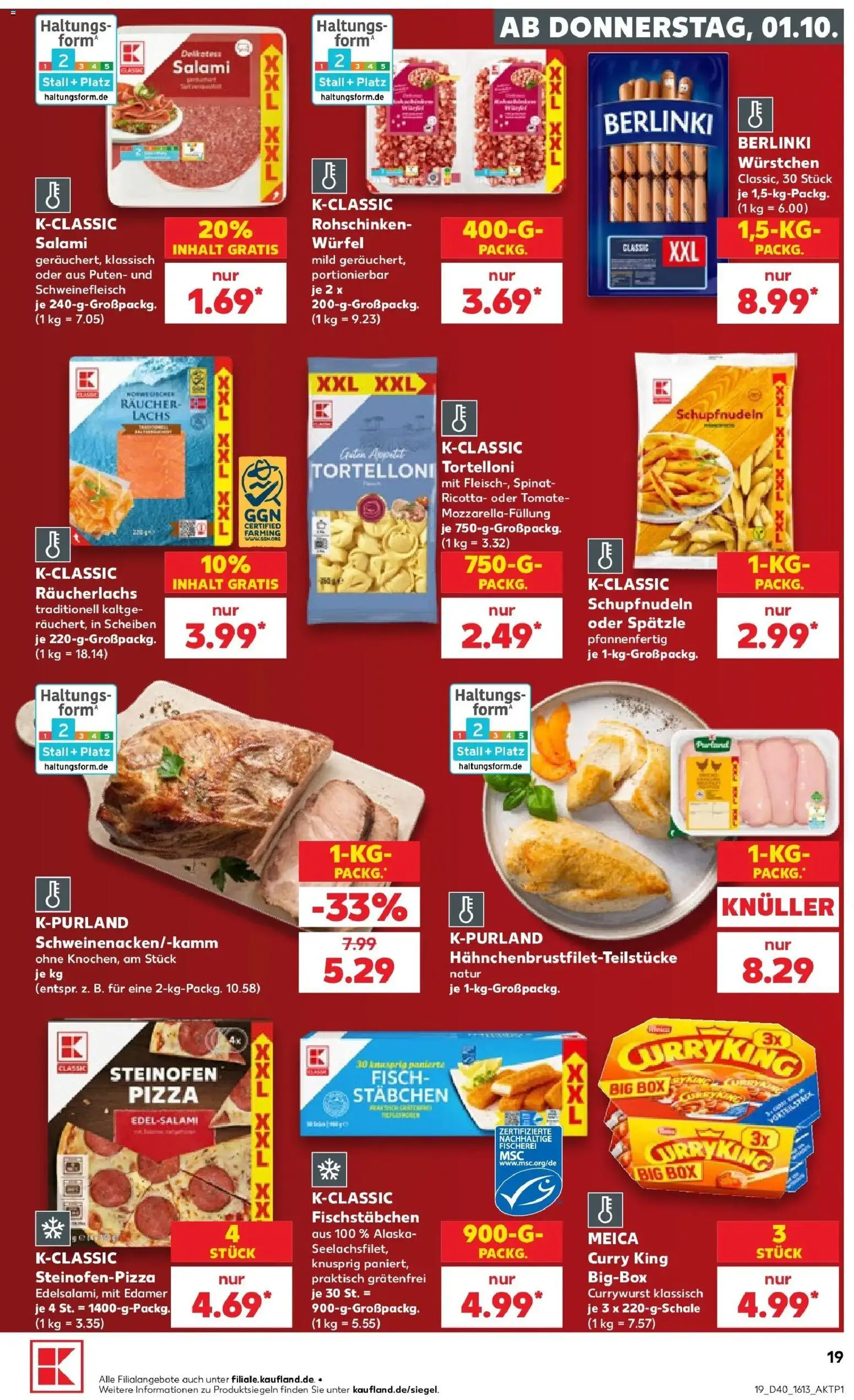 Prospekt Kaufland ab 28.09.2026 » Angebote Online zum Blättern | Seite: 29 | Produkte: Meica, Edamer, Lachs, Pizza