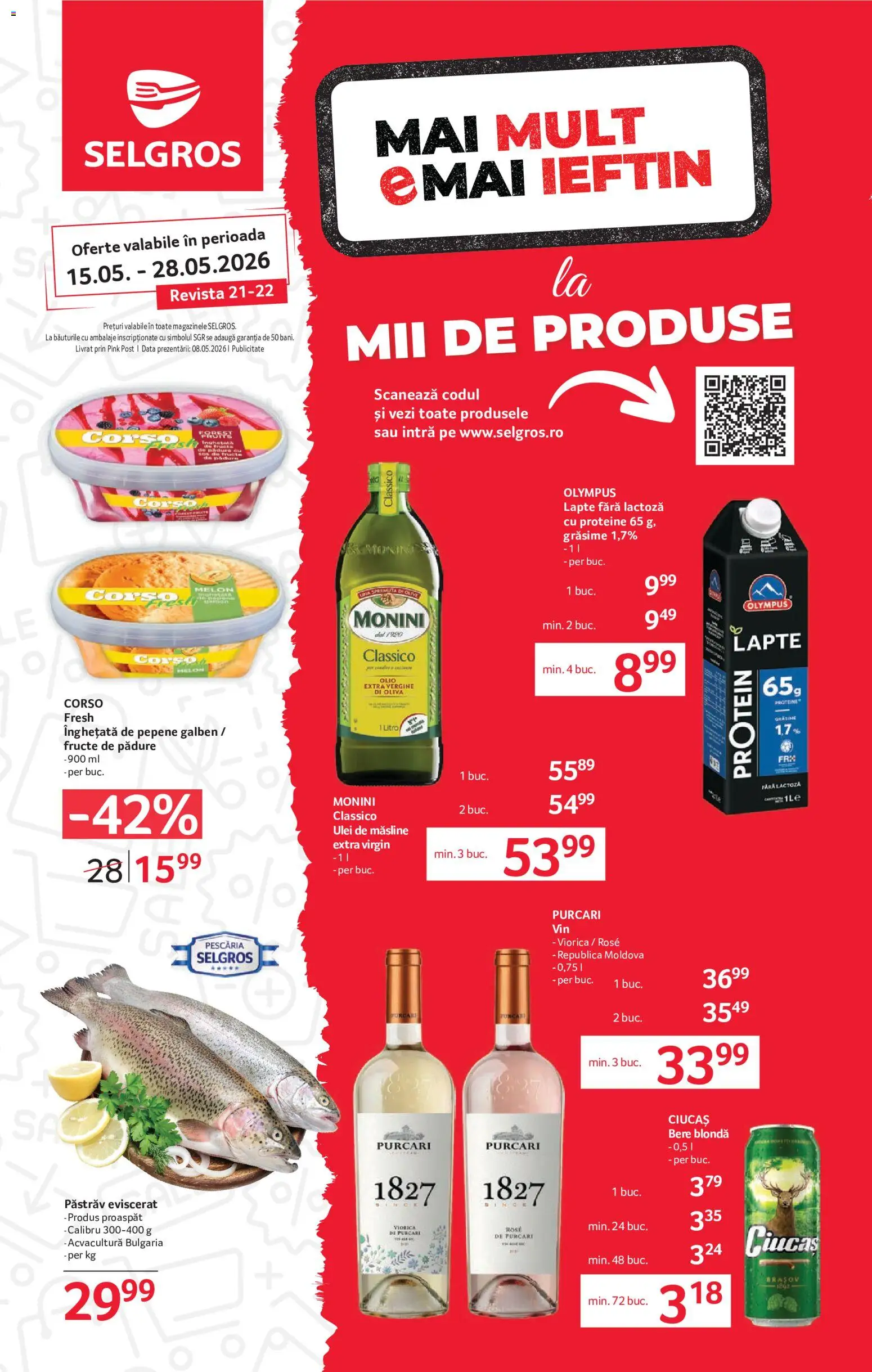 Noul catalog Selgros – valabil de la 15.05.2026 | Pagină: 1 | Produse: Pepene Galben, Masaüstü kılıfı, Lapte, Ulei