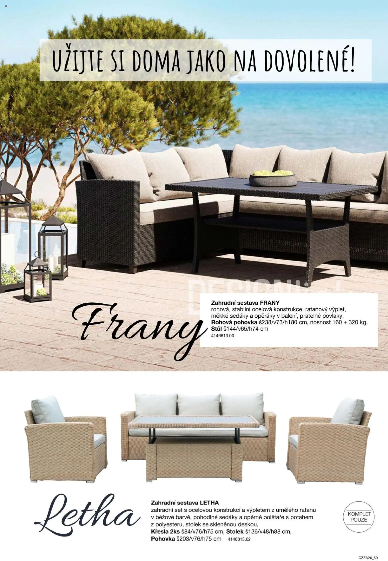 Sconto nábytek katalog - Zahradní speciál od 01.01.2026 | Strana: 60 | Produkty: Polštáře, Křesla, Pohovka, Stůl